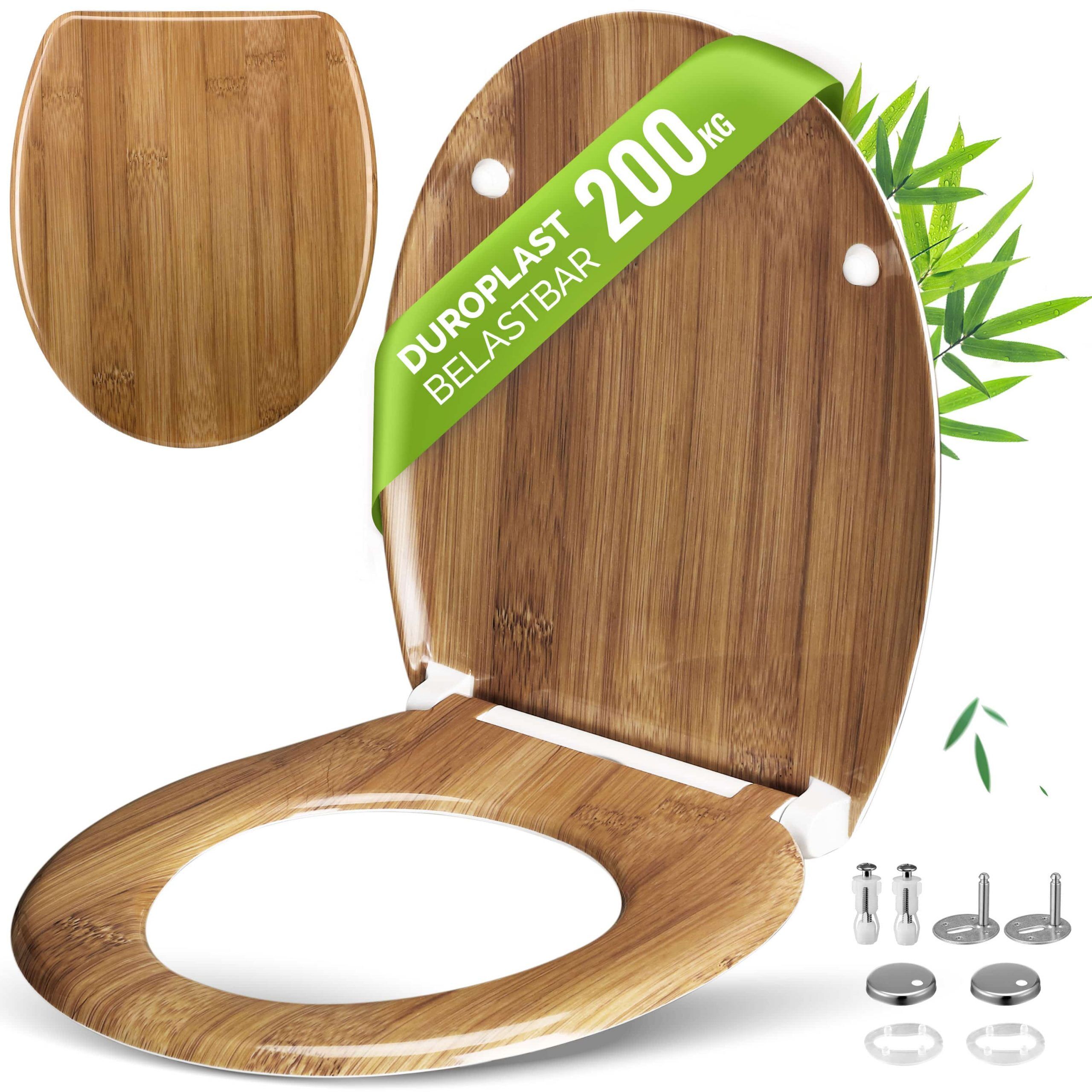 Toilettensitz Bambus mit Absenkautomatik