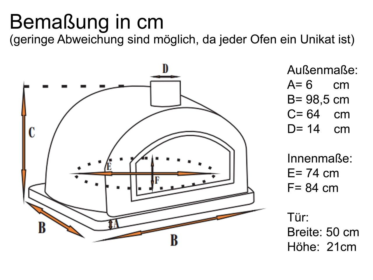 Traditioneller Backofen Pizzaioli 100 inkl. Kaminrohr und Regenhut aus Feueraluminium, weiß, ohne Abdeckhaube, ohne Ofenzubehör, ohne Zubehörset, ohne Grillzubehör, ohne fahrbares Gestell