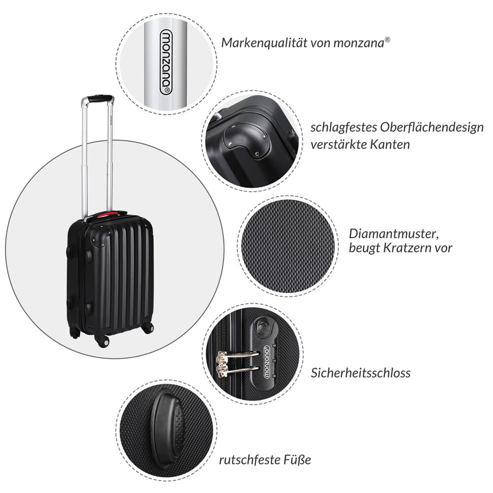 Hartschalenkoffer XL Rollen 360º Reisekoffer 90L Schwarz ABS