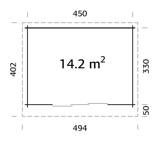 Palmako Flachdach Gartenhaus Lea 14,2 m² mit Schiebetür Plus