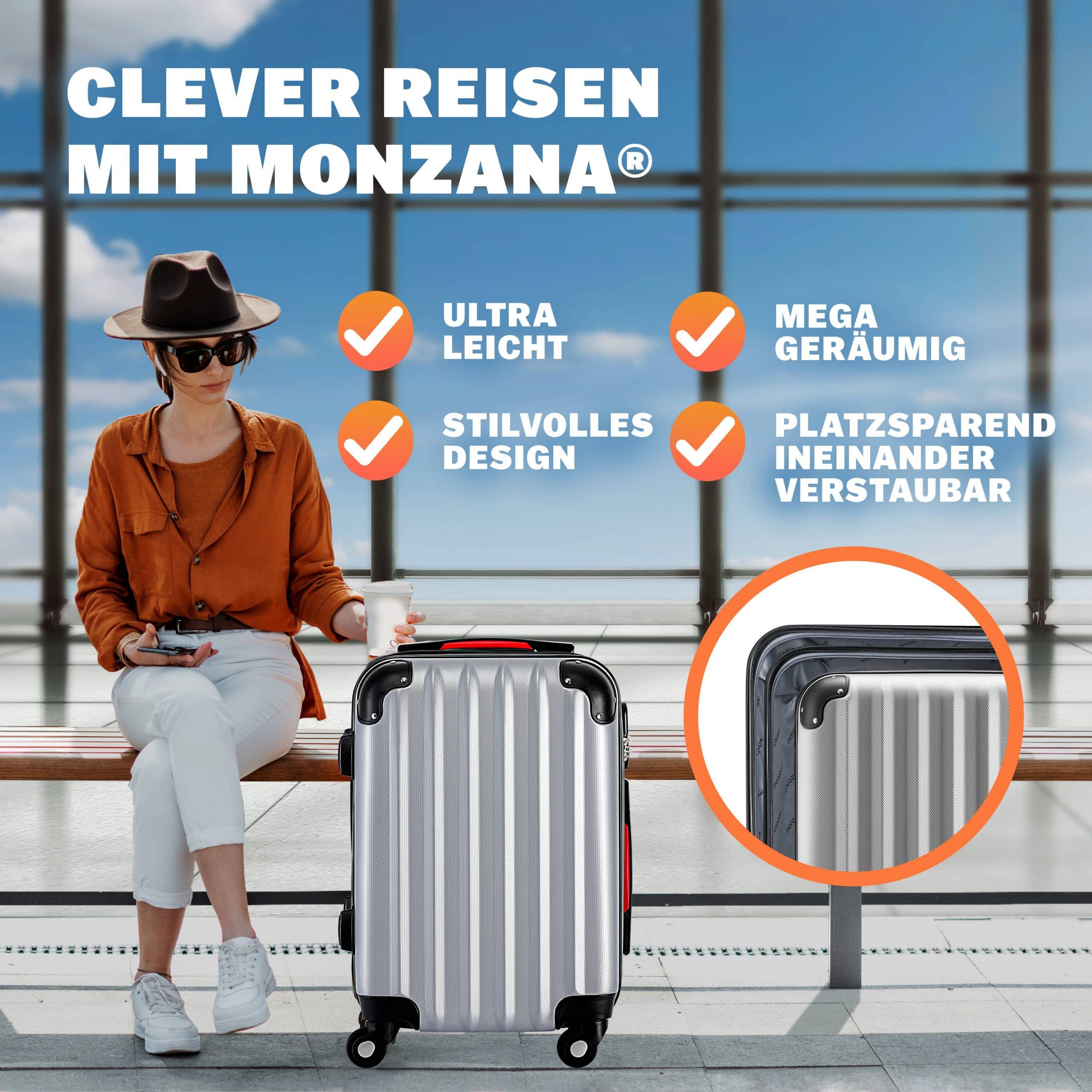 Hartschalenkoffer Rollen 360º Handgepäck Silber ABS