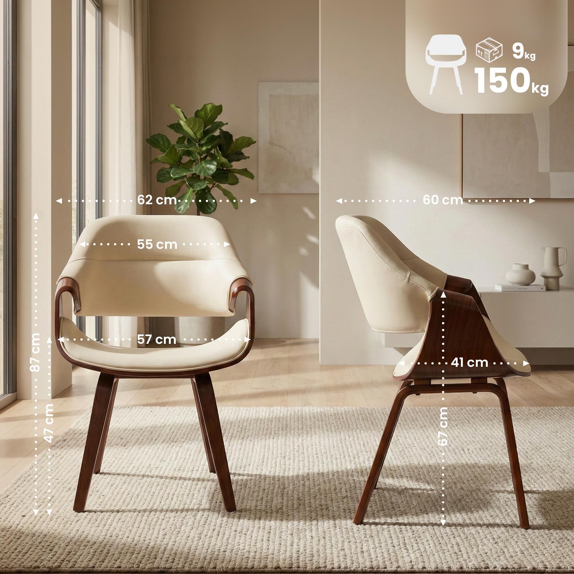 Esszimmerstuhl Maira Kunstleder, walnuss/creme