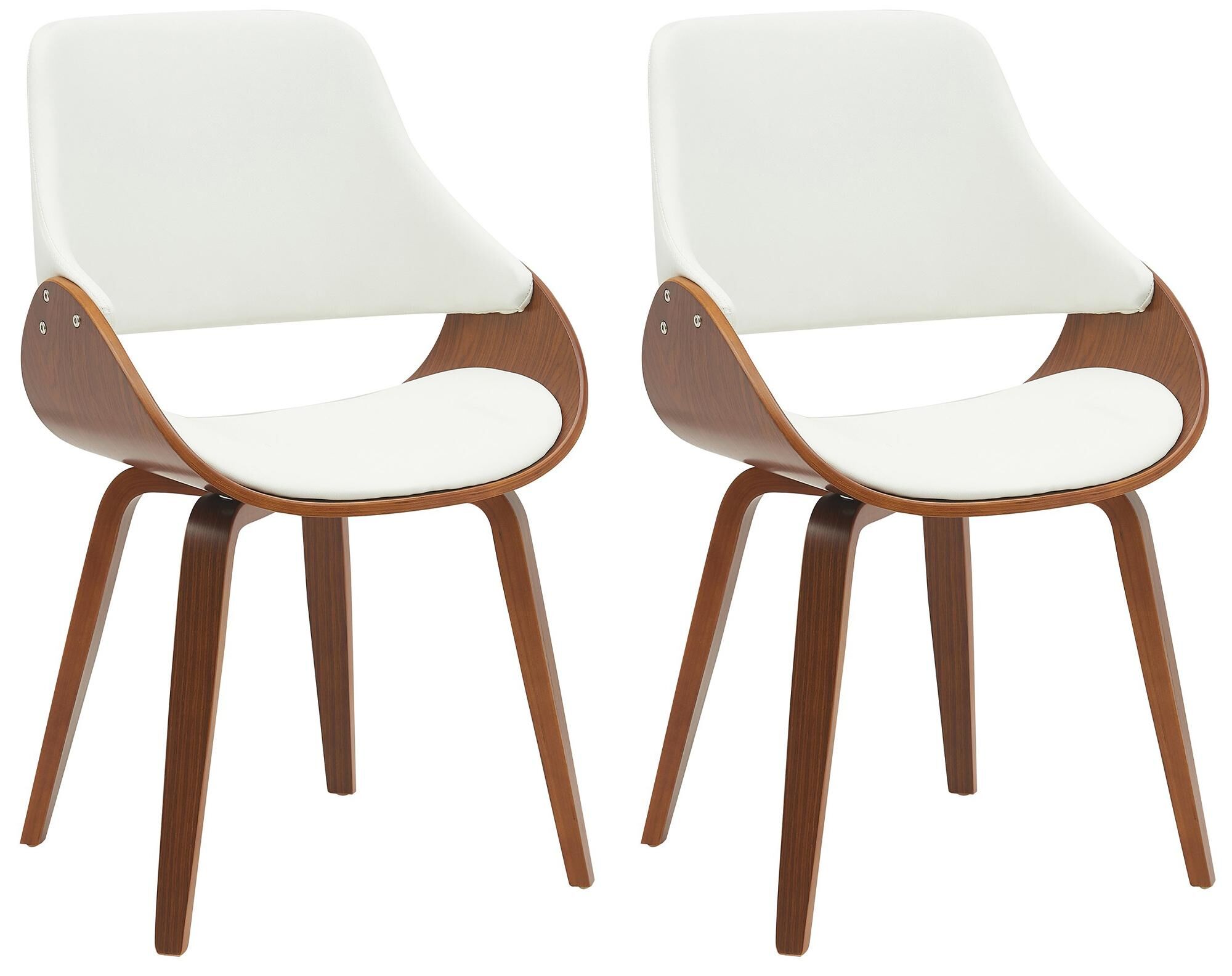2er Set Esszimmerstuhl Vangale, walnuss/weiß