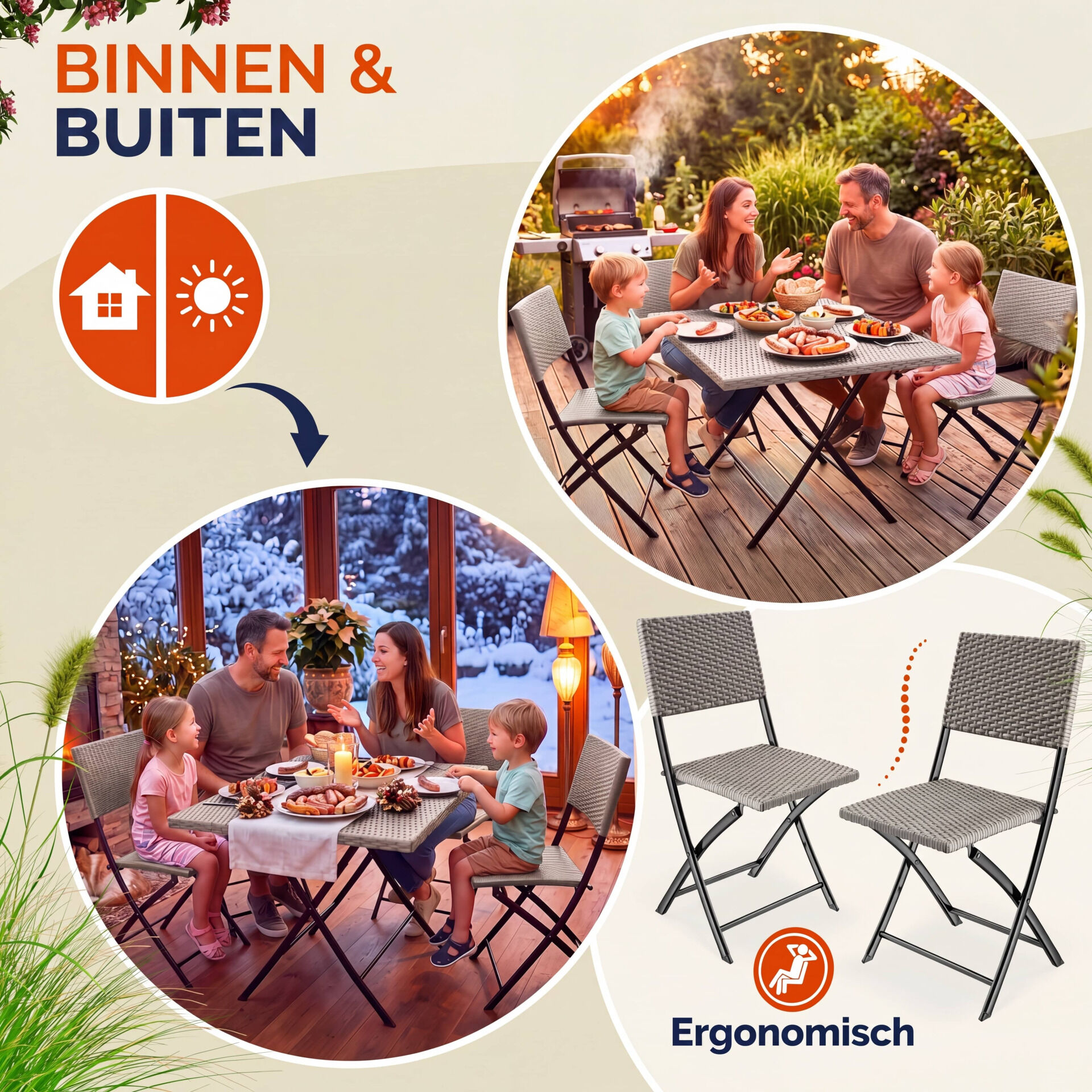 Polyrattan Gartensitzgruppe 3-tlg Creme