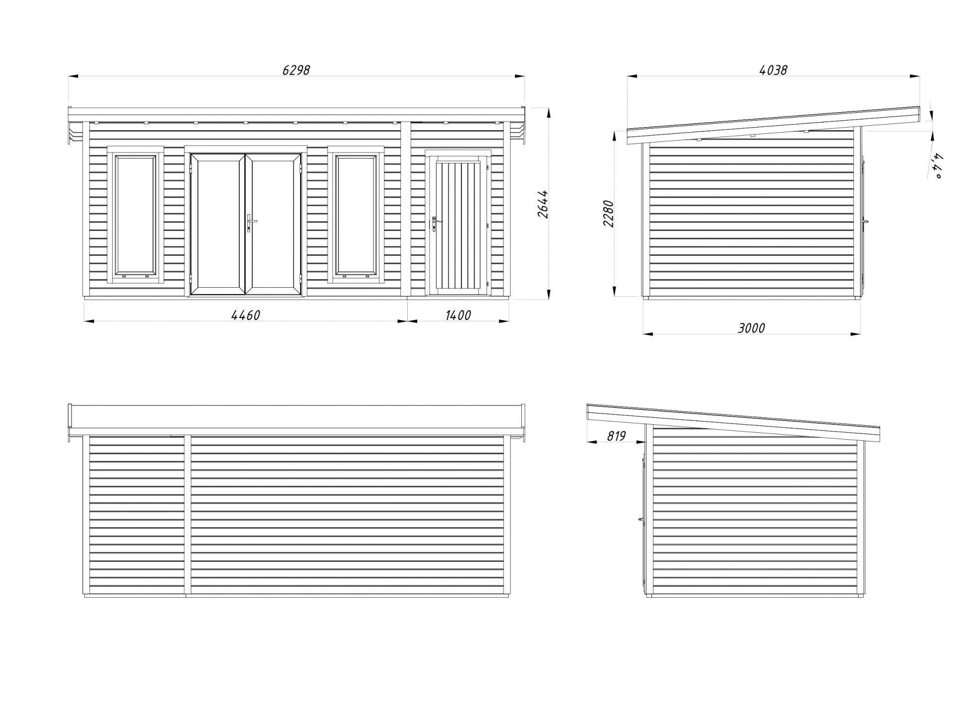 Palmako Pultdach Gartenhaus Aurelia 16,7 m²