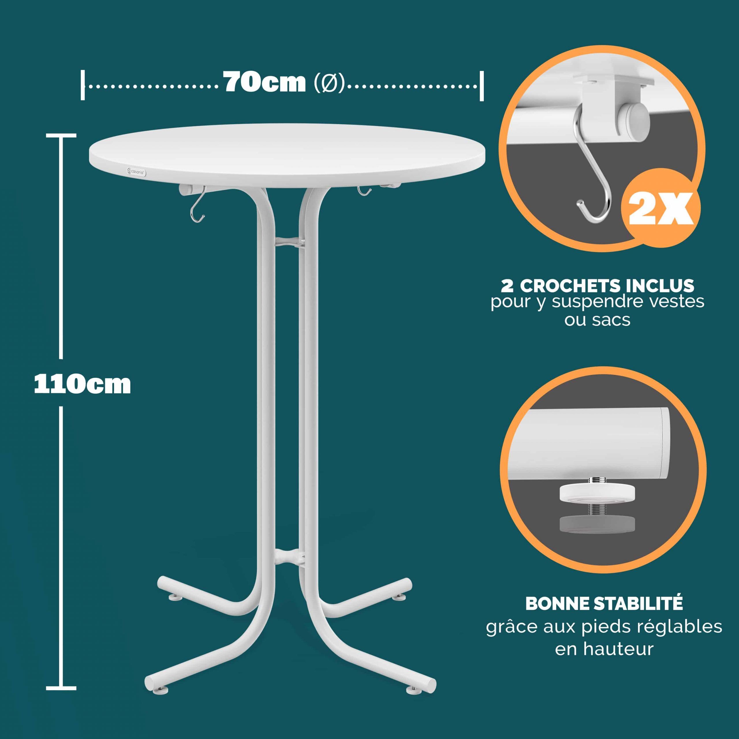 Stehtisch Weiß Ø70x110cm klappbar Outdoor höhenverstellbar bis 100kg