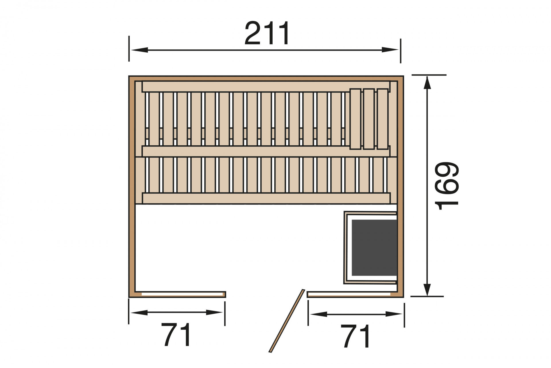 weka Design-Sauna KEMI PANORAMA 2 inkl. 7,5 kW OS-Ofenset