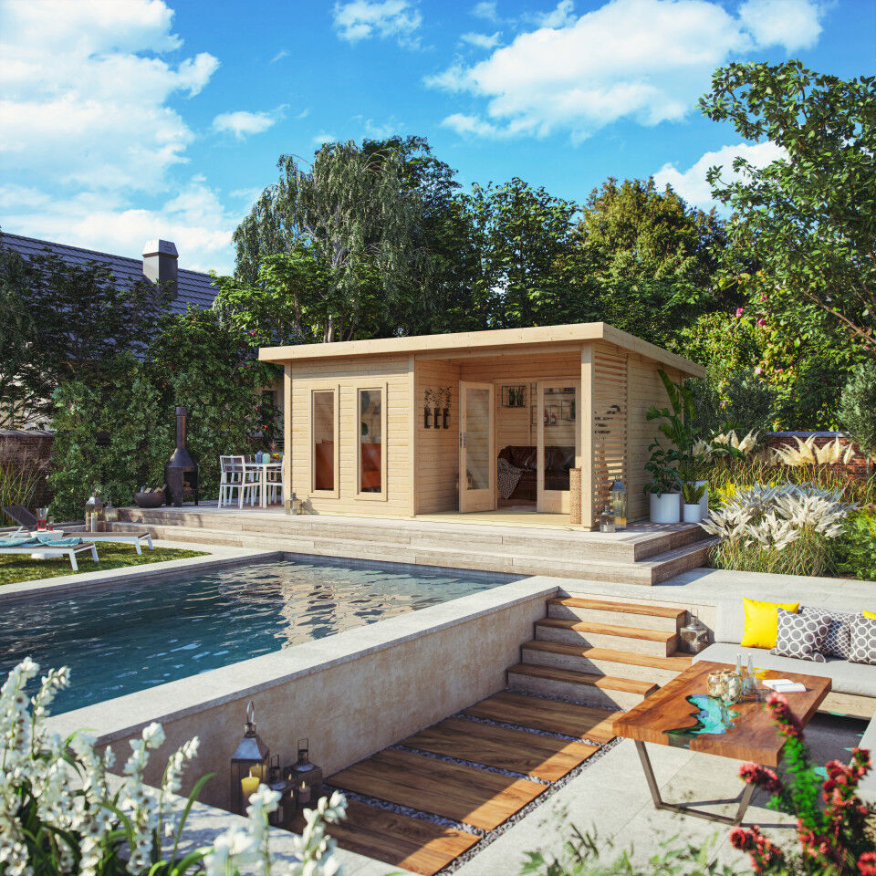 Karibu Flachdach Gartenhaus Radeburg 5 naturbelassen natur