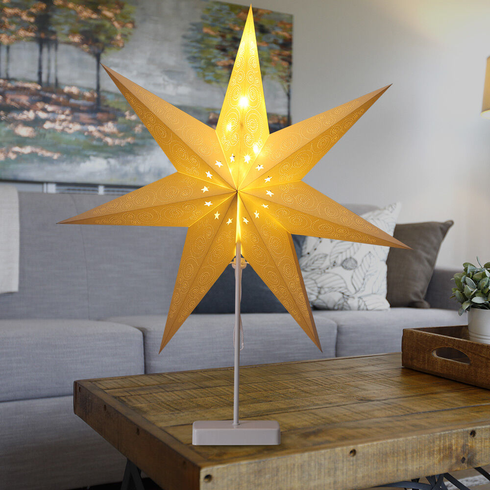 Papierstern LED Weiß Ornament inkl Ständer