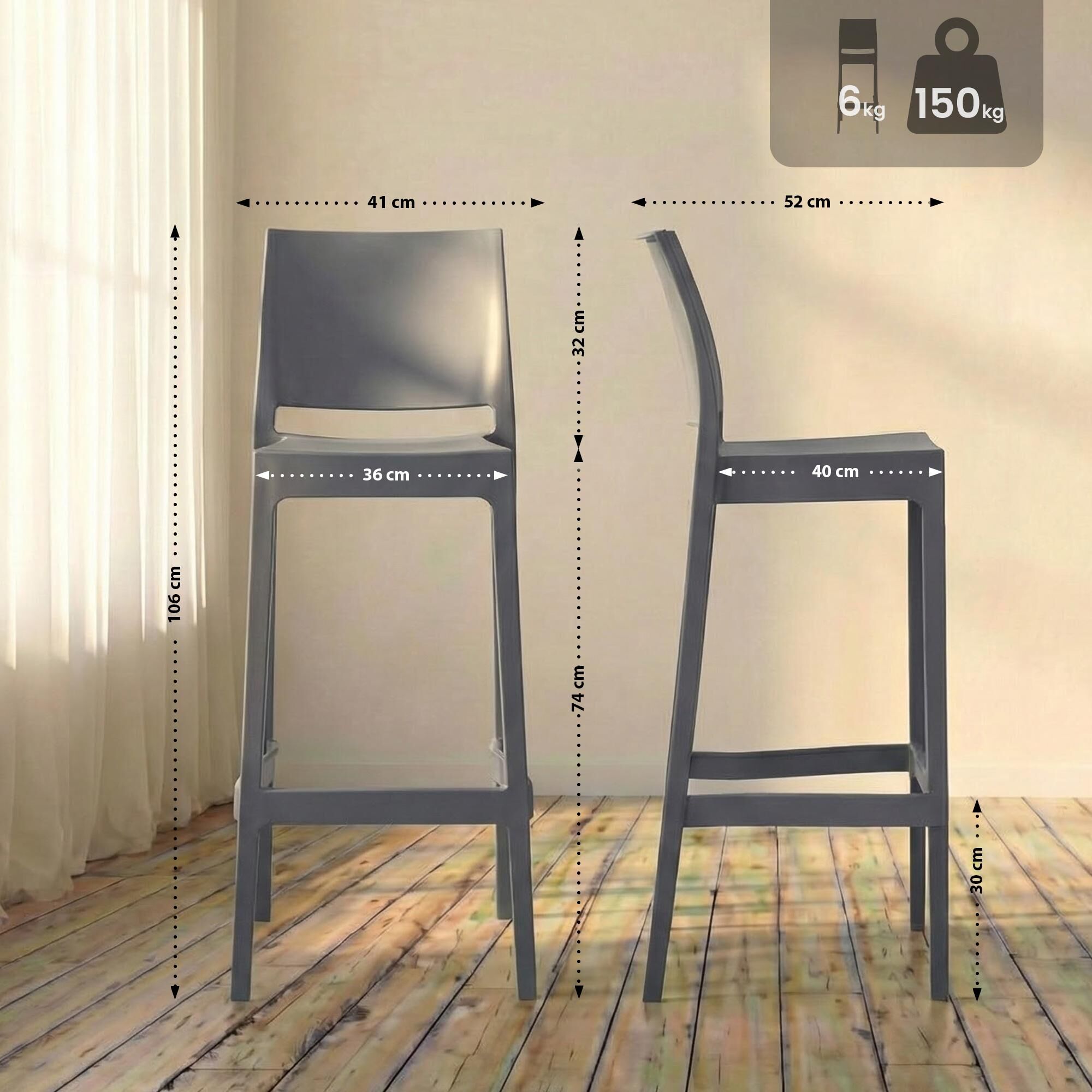 Barhocker Flamur, dunkelgrau