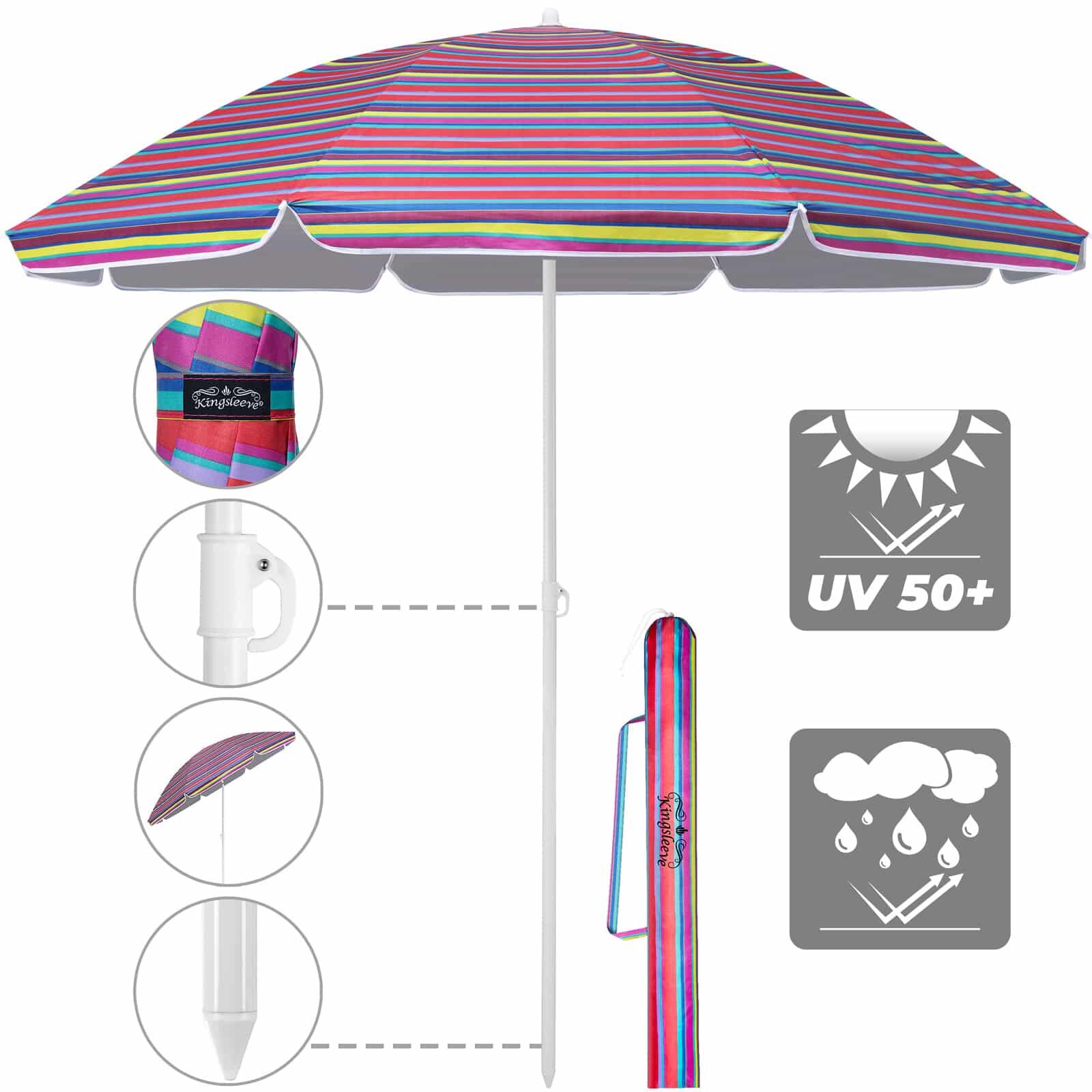 Sonnenschirm Crete Bunt 200cm UV-Schutz 50+ Neigefunktion