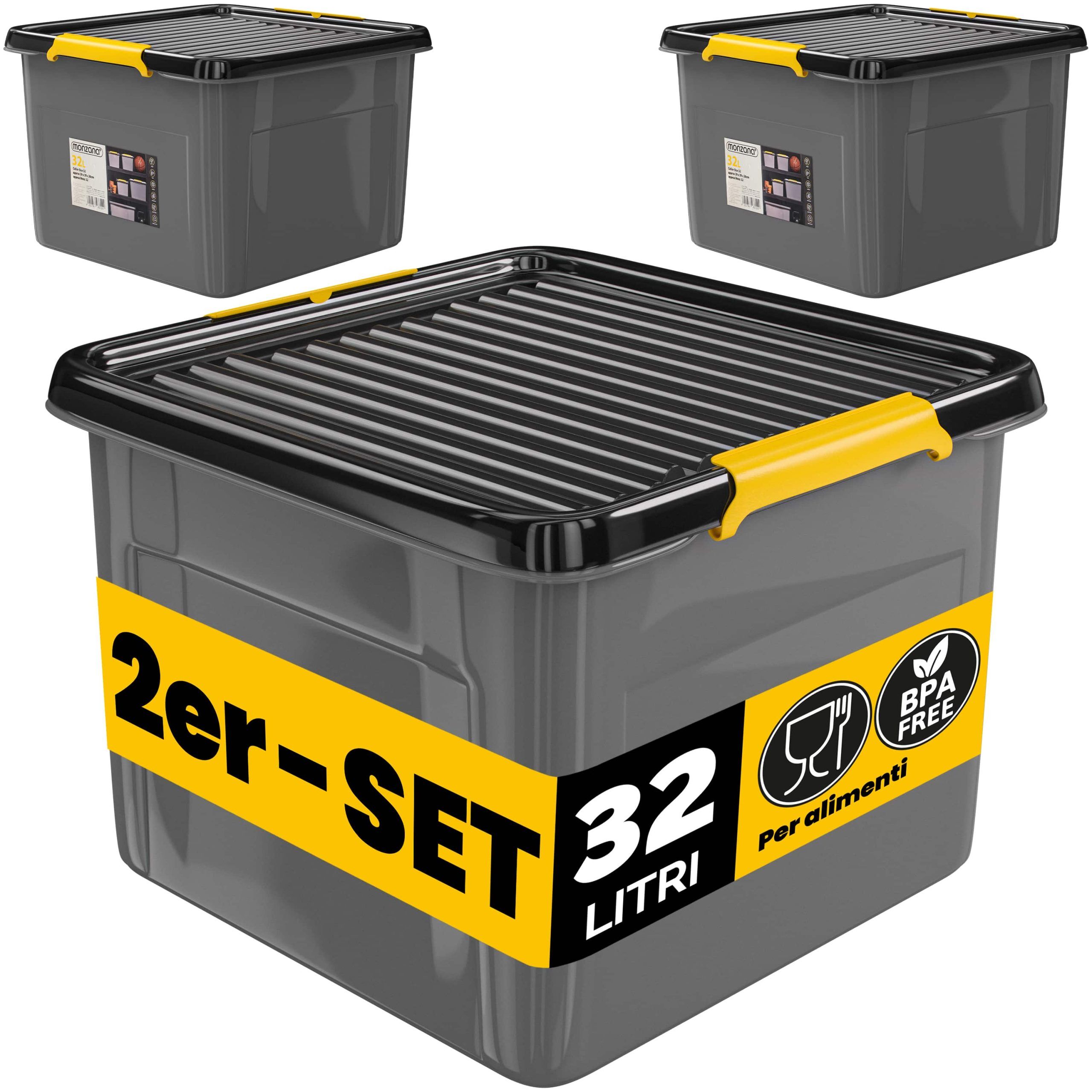Aufbewahrungsbox 2er-Set Grau/Anthrazit 39x39x26cm stapelbar