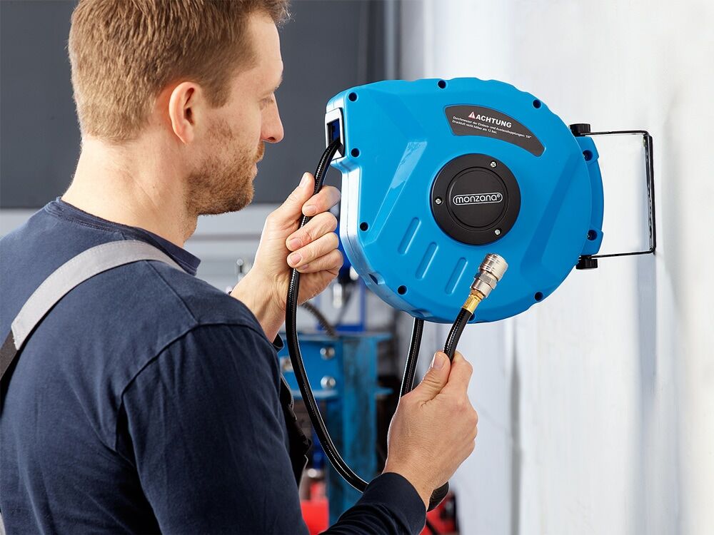 Druckluftschlauch Aufroller 10m Schnellkupplung 1/4"