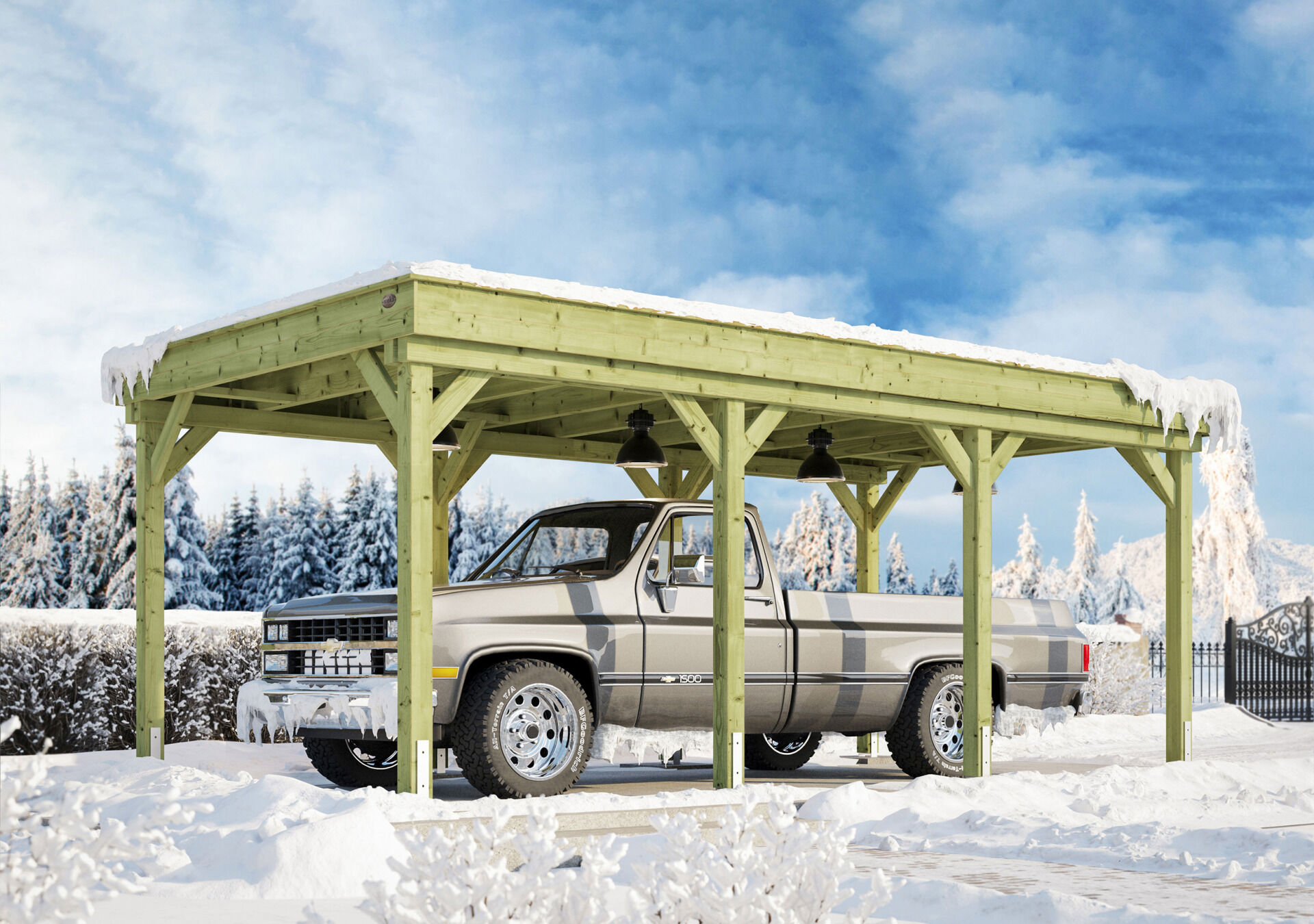 weka Carport 609, Schneelast 3kN/m² inkl. selbstkl. Metalldachbahn