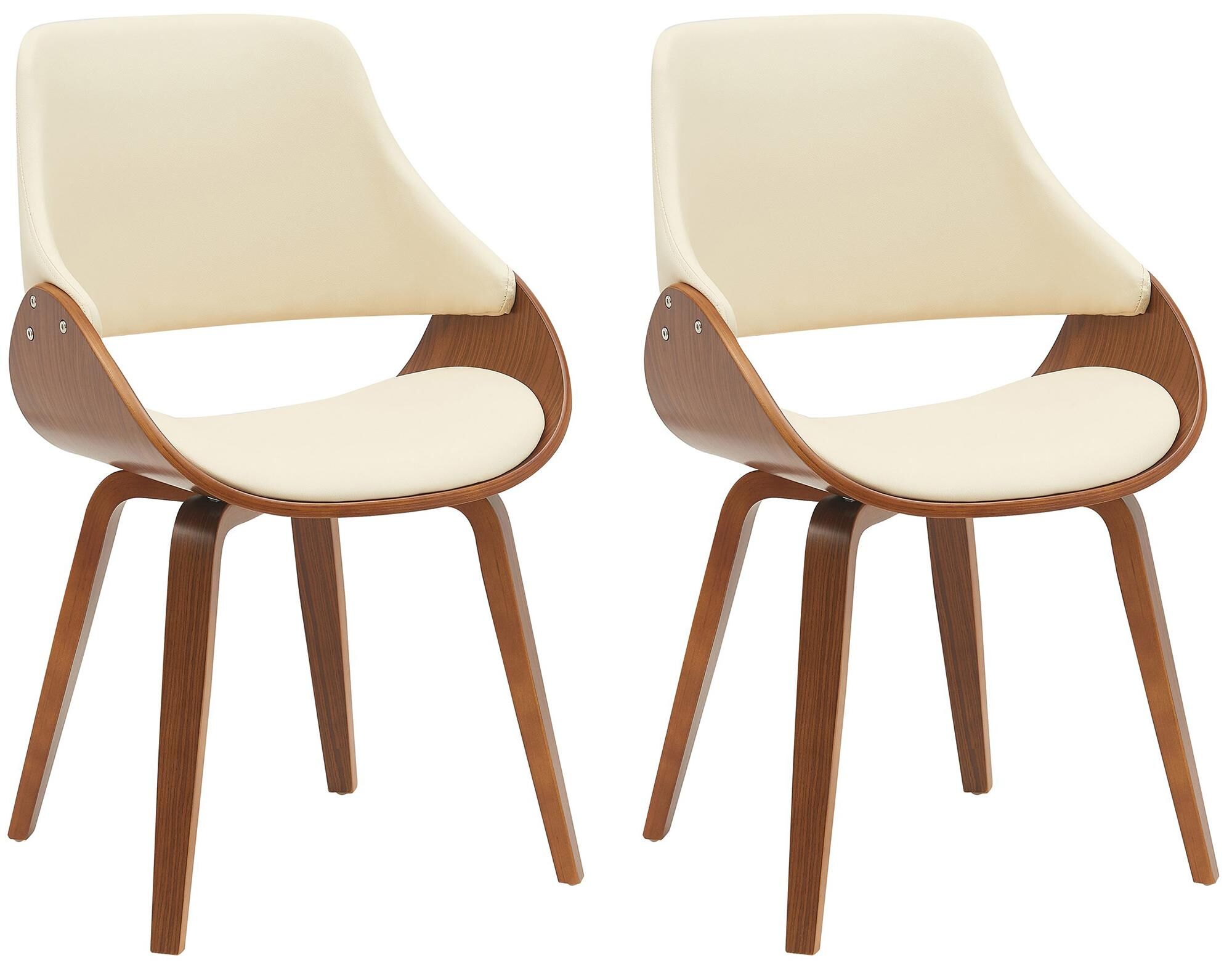 2er Set Esszimmerstuhl Vangale, walnuss/creme