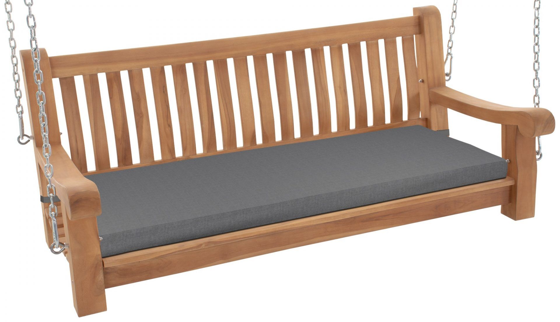 Schaukelbank Joyce mit Sitzkissen 150 cm + teak, dunkelgrau