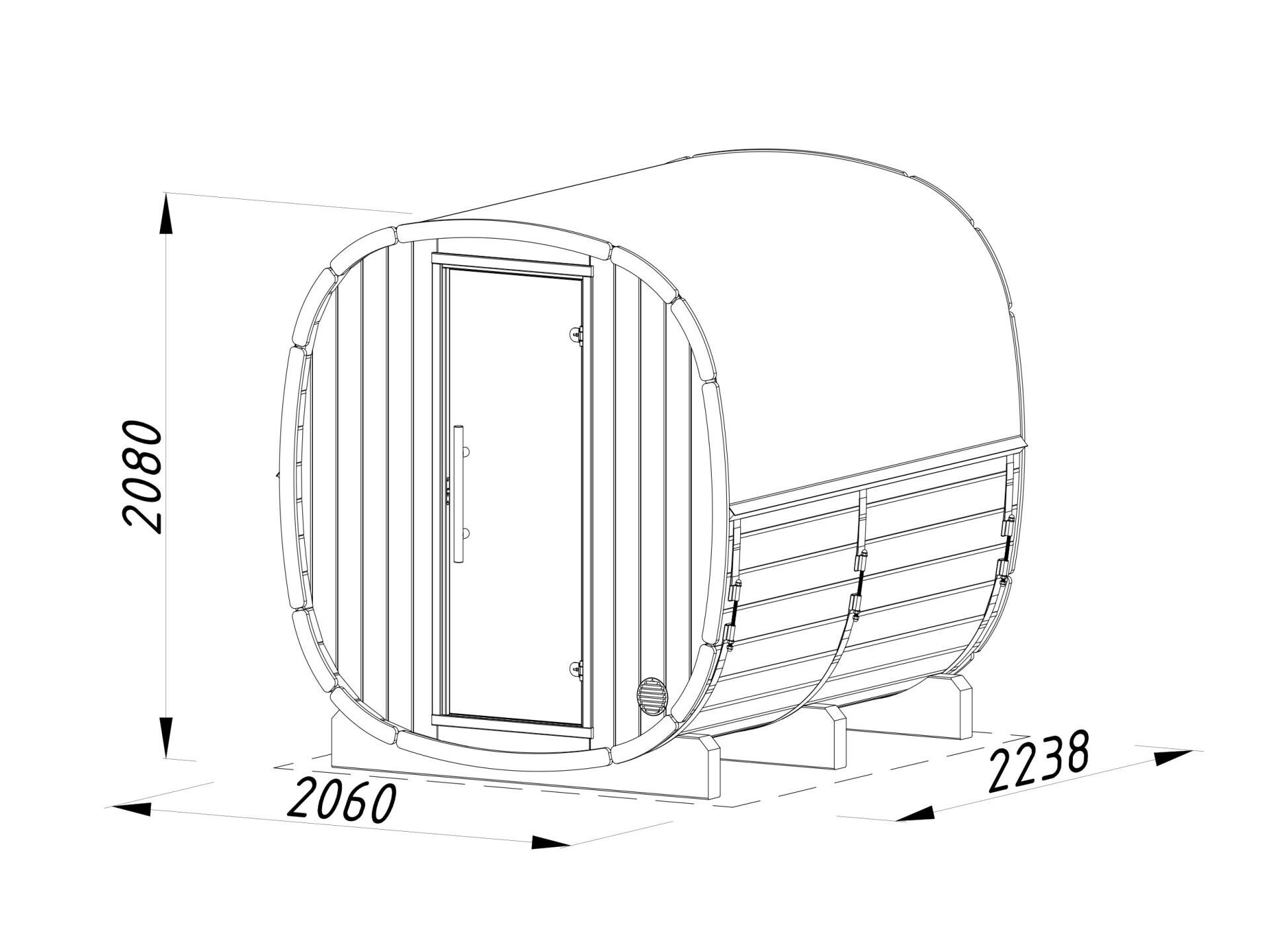 Palmako Fasssauna Astra 2,0 aus Thermoholz