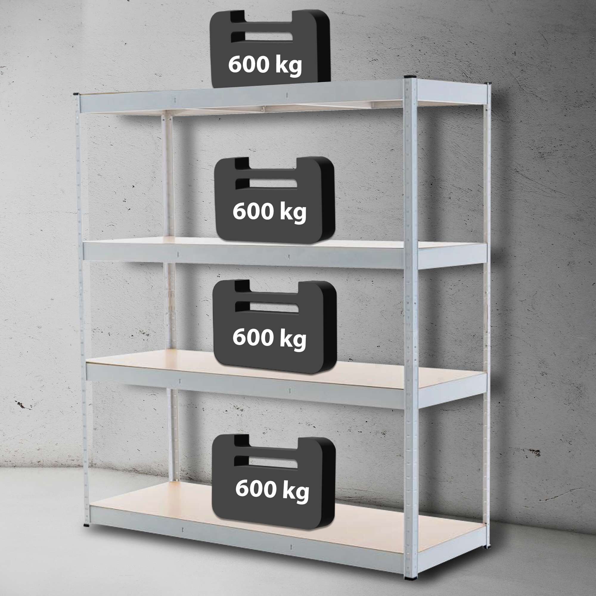 Schwerlastregal 160x60x180 cm, weiß