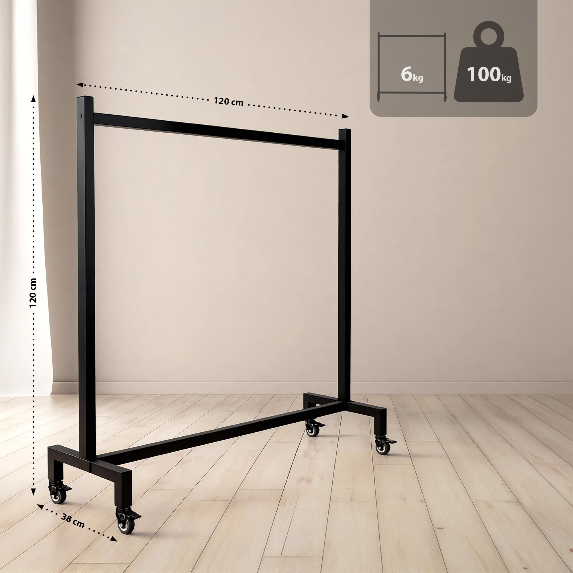 Kleiderständer Gisborne 120x38x120, schwarz