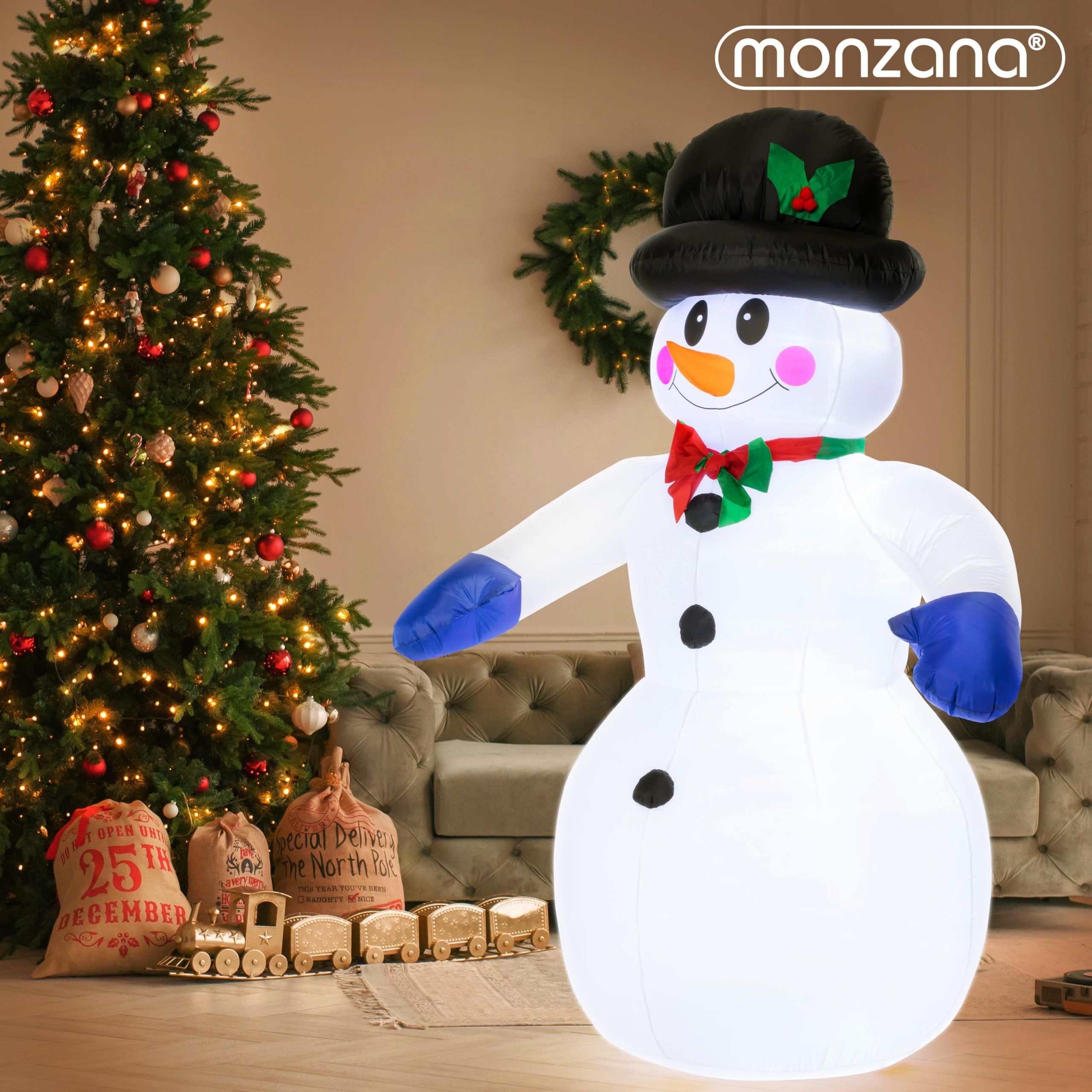 Aufblasbare Weihnachtsdeko Schneemann mit 20 LEDs