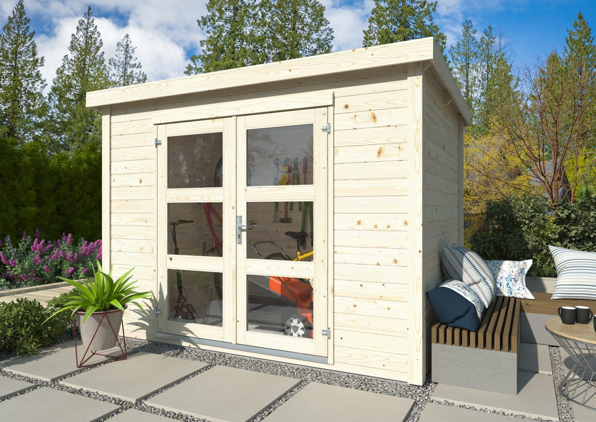 Flachdach Gartenhaus Aktion 70, Grundiert braun