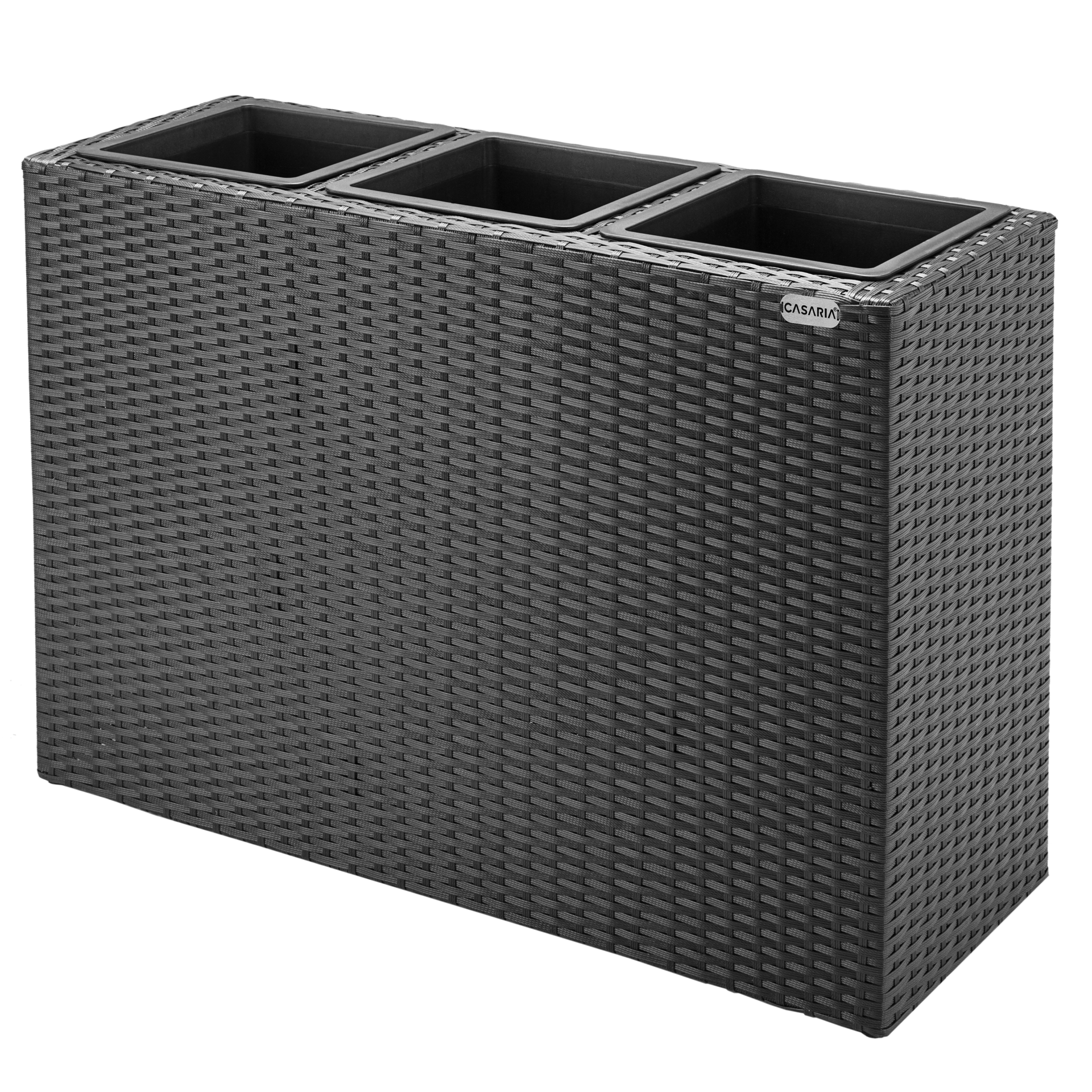 Polyrattan Blumentopf Schwarz 83x30,5x60cm