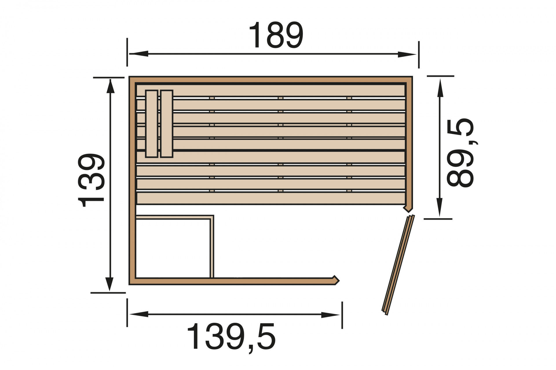weka Massivholzsauna 38 mm VALIDA Eck 1