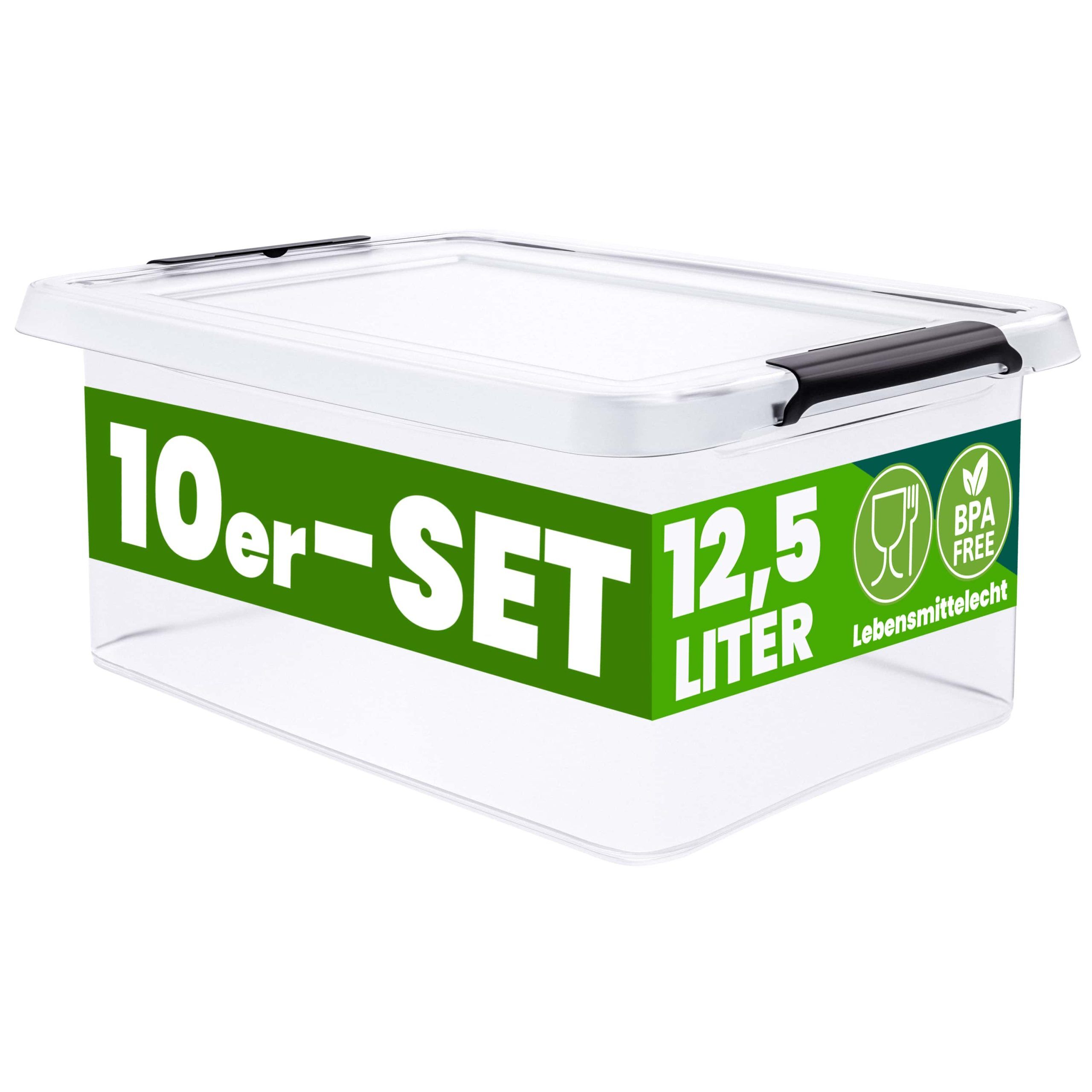 Aufbewahrungsbox 10er-Set 39x29x17cm 12,5L transparent stapelbar BPA-frei
