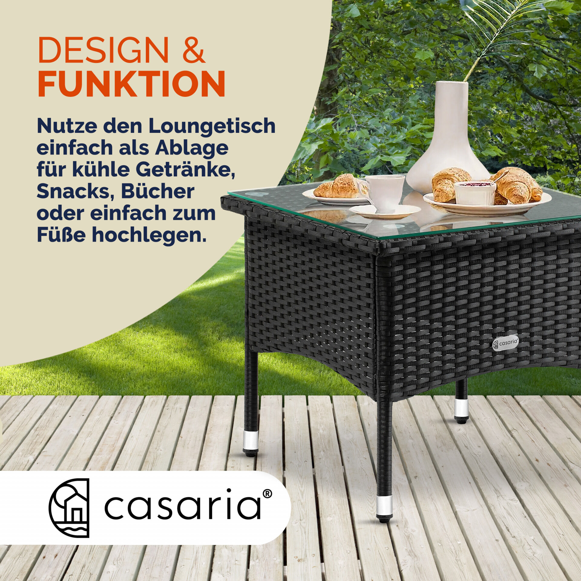 Polyrattan Beistelltisch Schwarz 50x50x45cm
