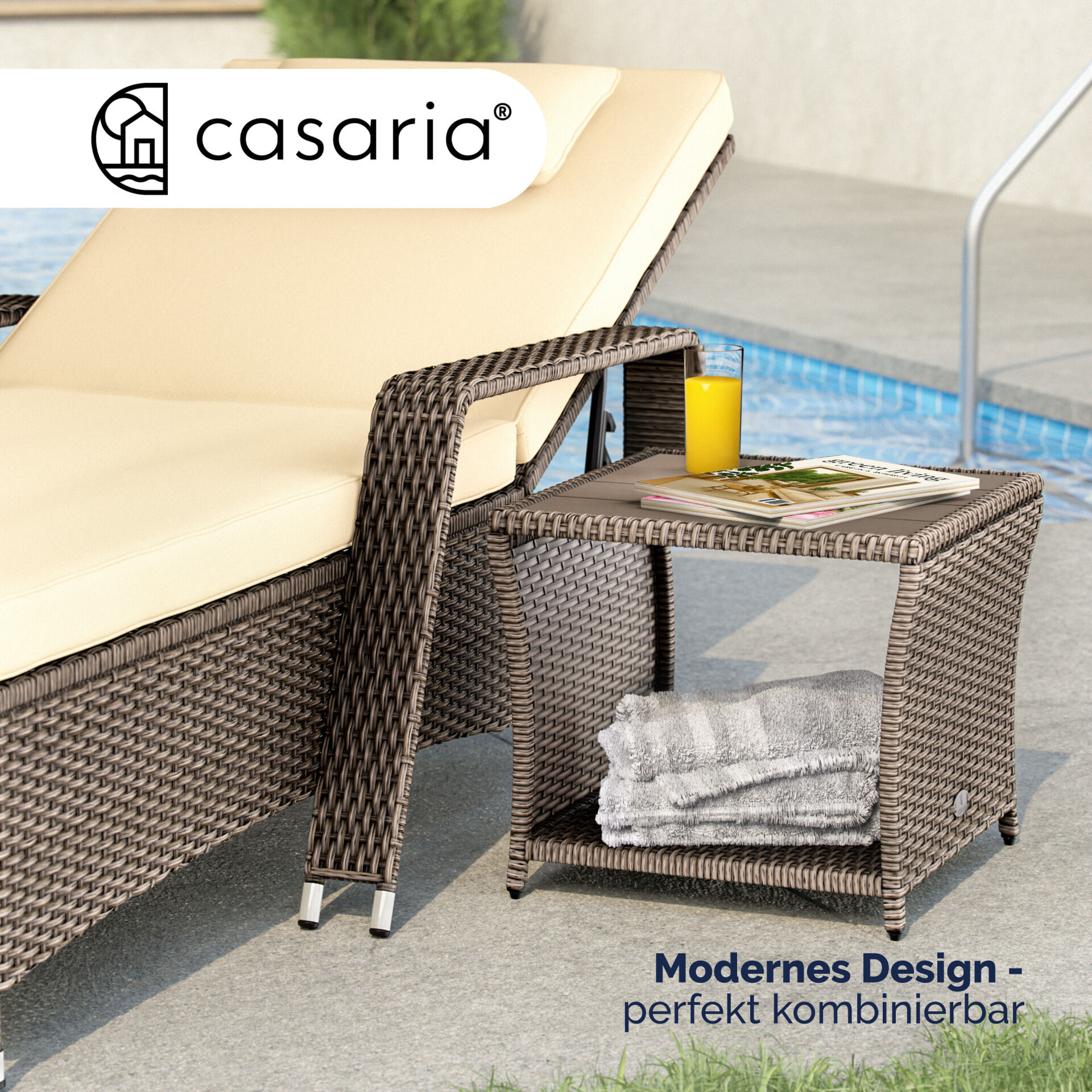 Polyrattan Beistelltisch Vedis Creme 45x45x40cm