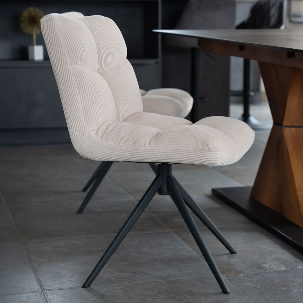 Esszimmerstuhl drehbar CordNODA – 2er Set Creme