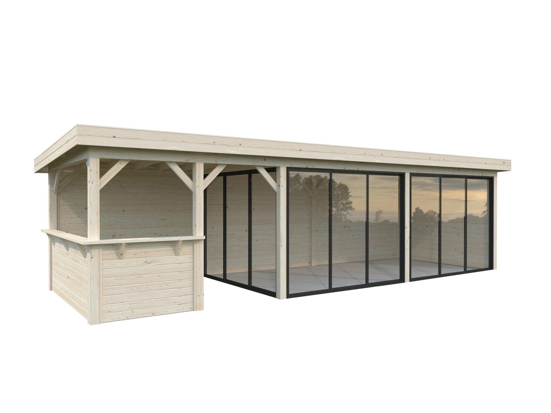 Palmako modernes Gartenhaus Lenna 24,9 m² Set 719 Slide Plus