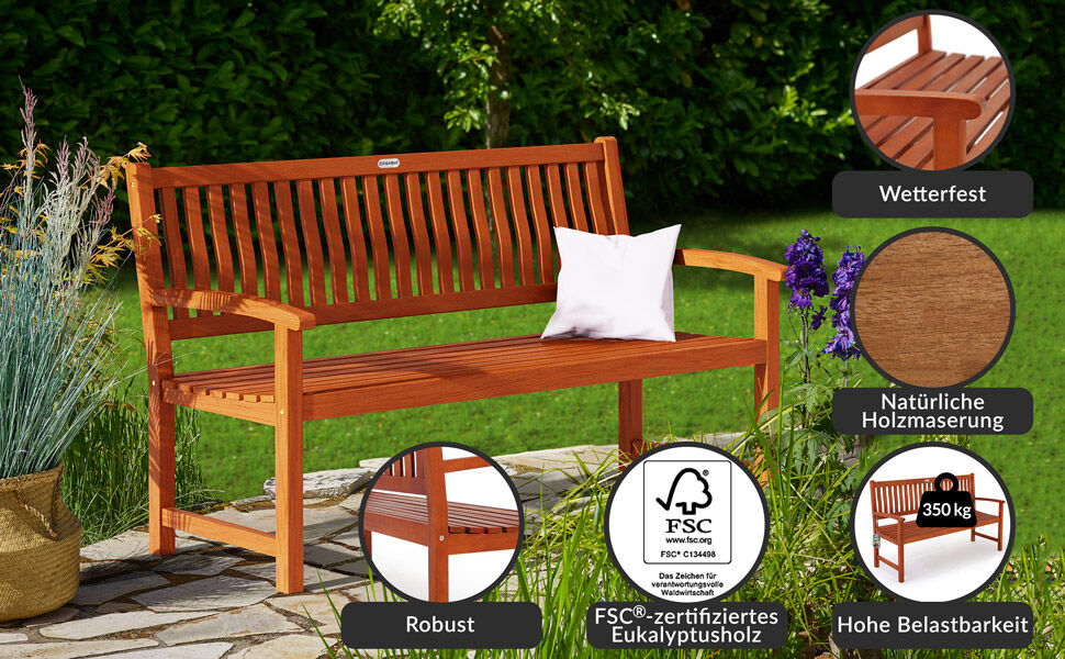 Gartenbank Maxima Eukalyptusholz FSC®-zertifiziert 152x55x92cm