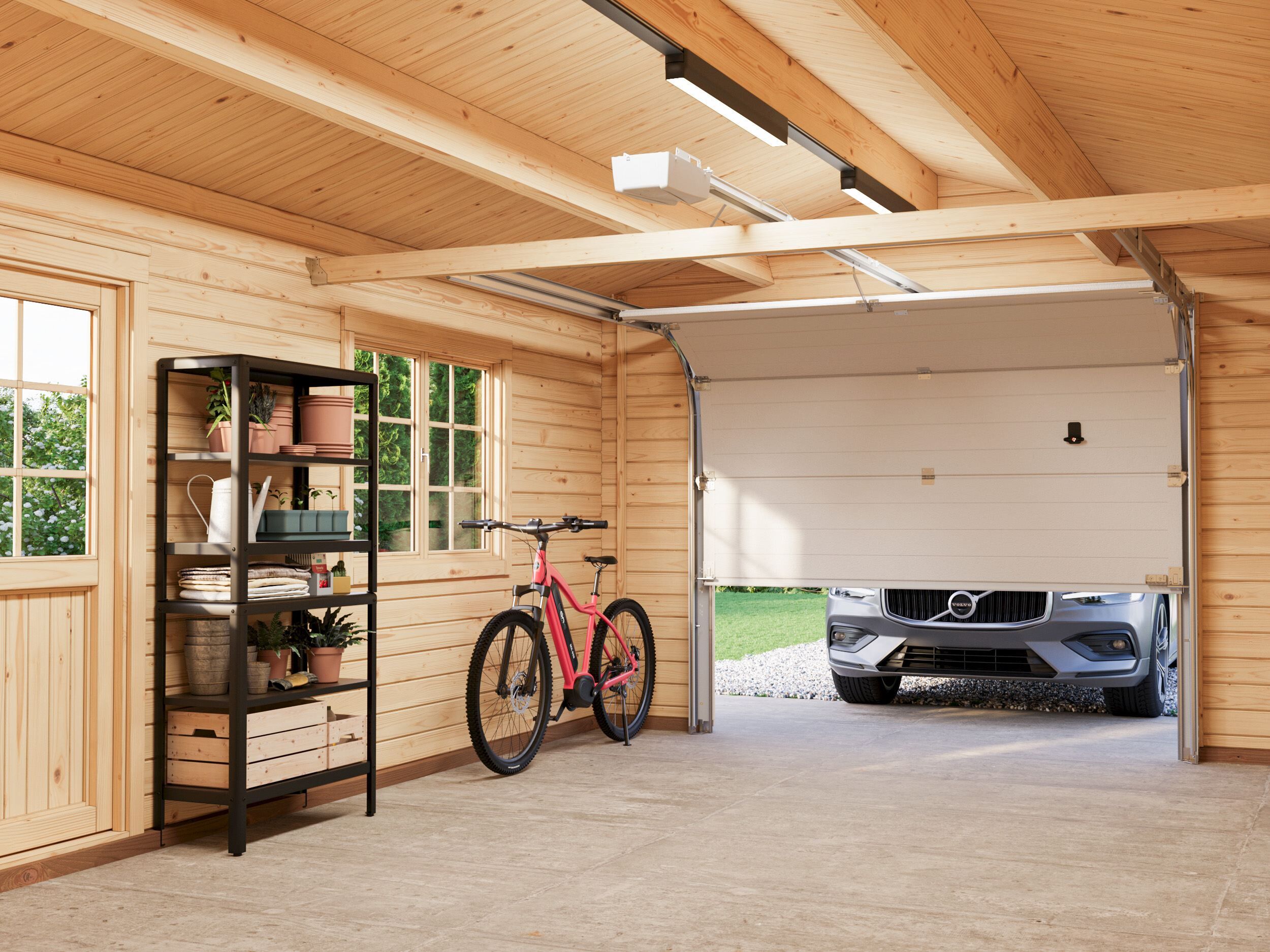 Palmako Holzgarage Roger 19,0 m² mit Sektionaltor