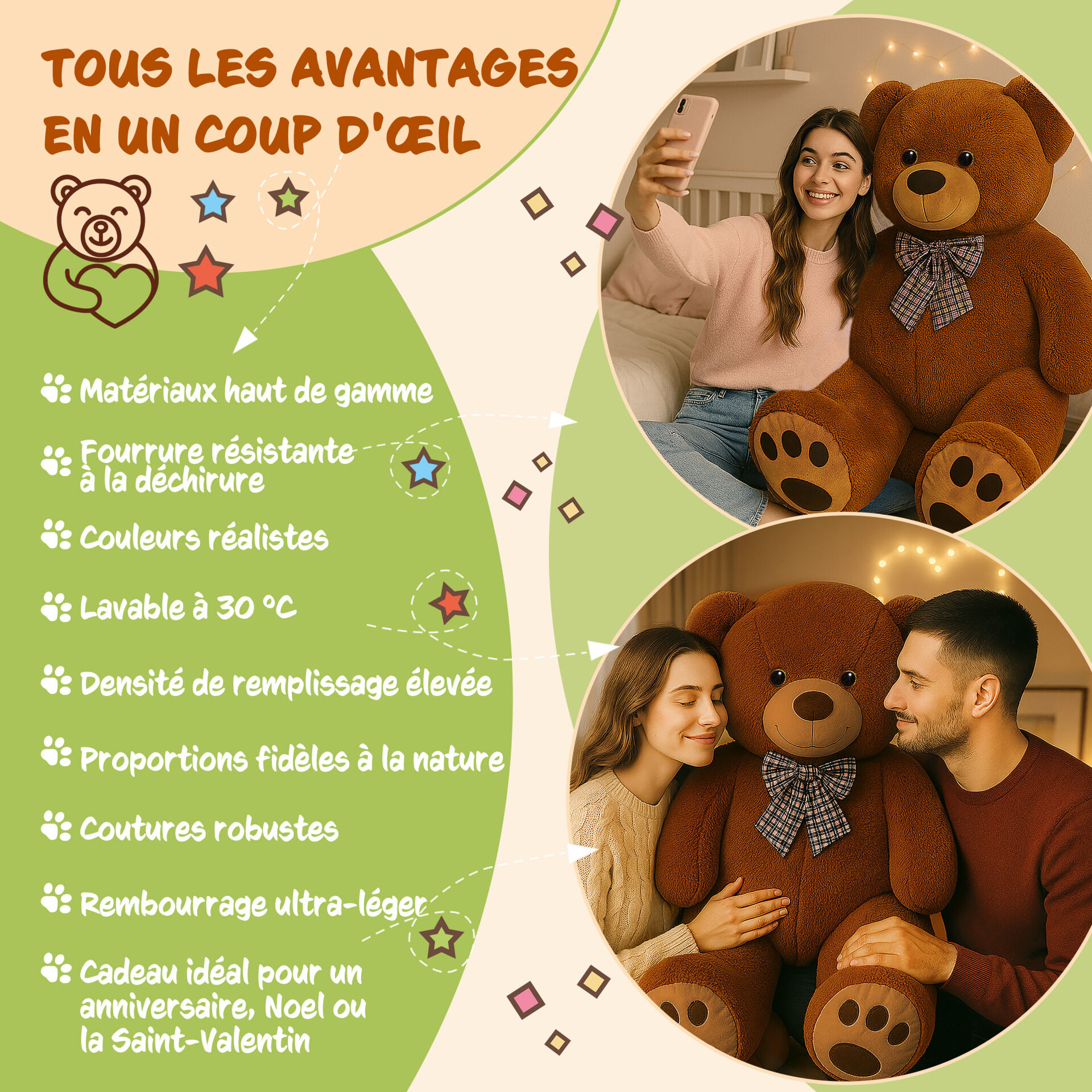 Plüschtier Teddybär XL Braun 100cm