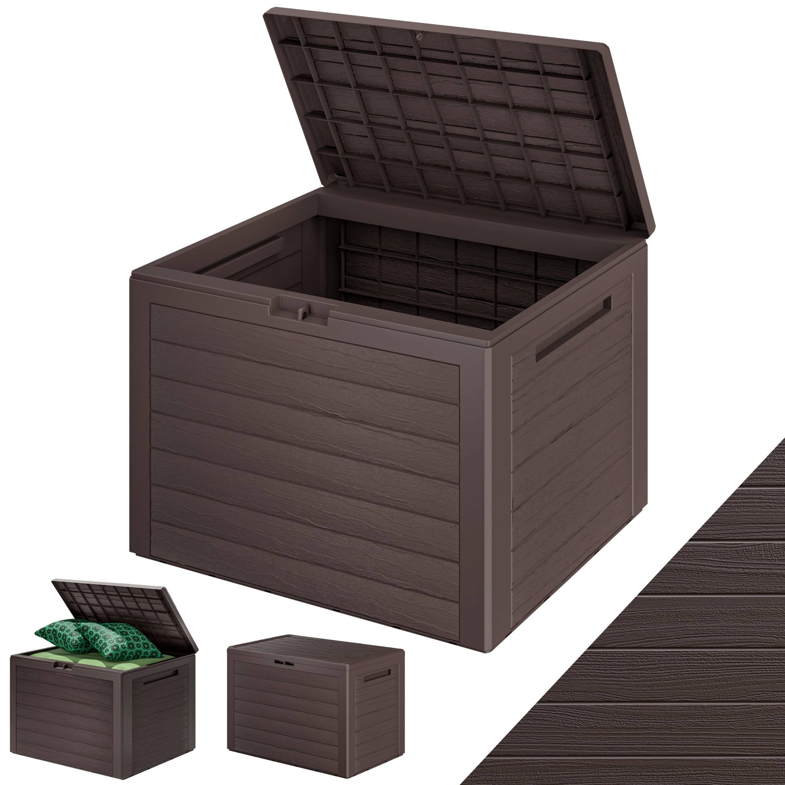Gartenbox Lille 190L Braun in Holzoptik wetterfest abschließbar