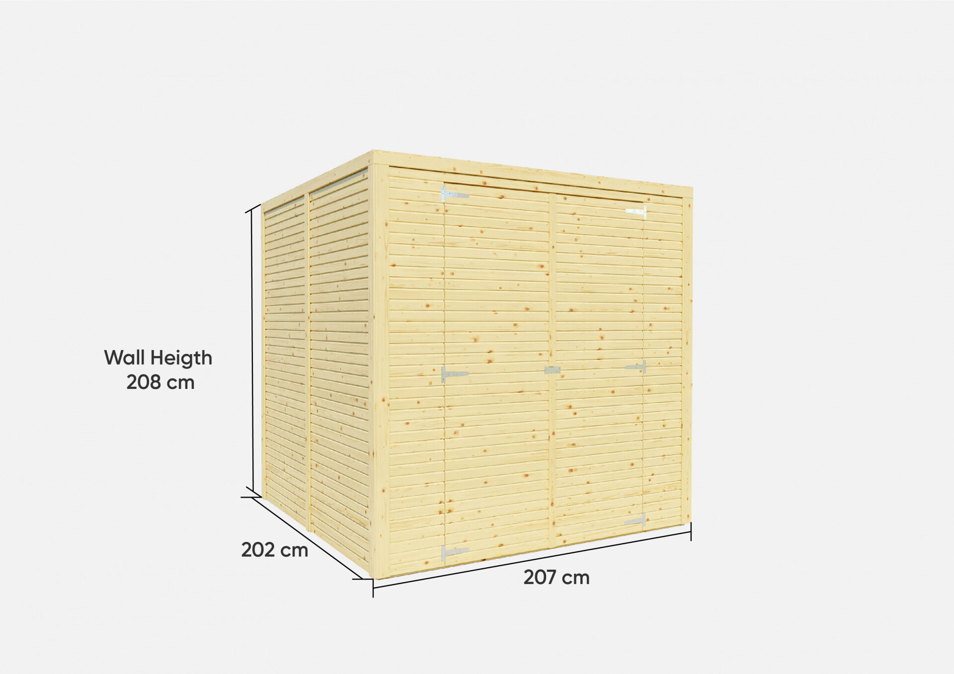 Gerätehaus Holz Box 3 hellgrau 207 x 201 cm