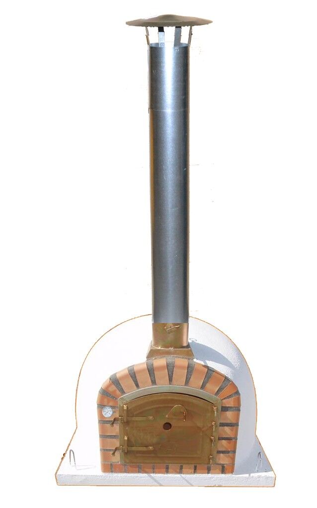 Pizzaofen Lisboa 100 inkl. Kaminrohr und Regenhut aus Feueraluminium, weiß, ohne Abdeckhaube, ohne Ofenzubehör, ohne Zubehörset, ohne Grillzubehör, ohne fahrbares Gestell