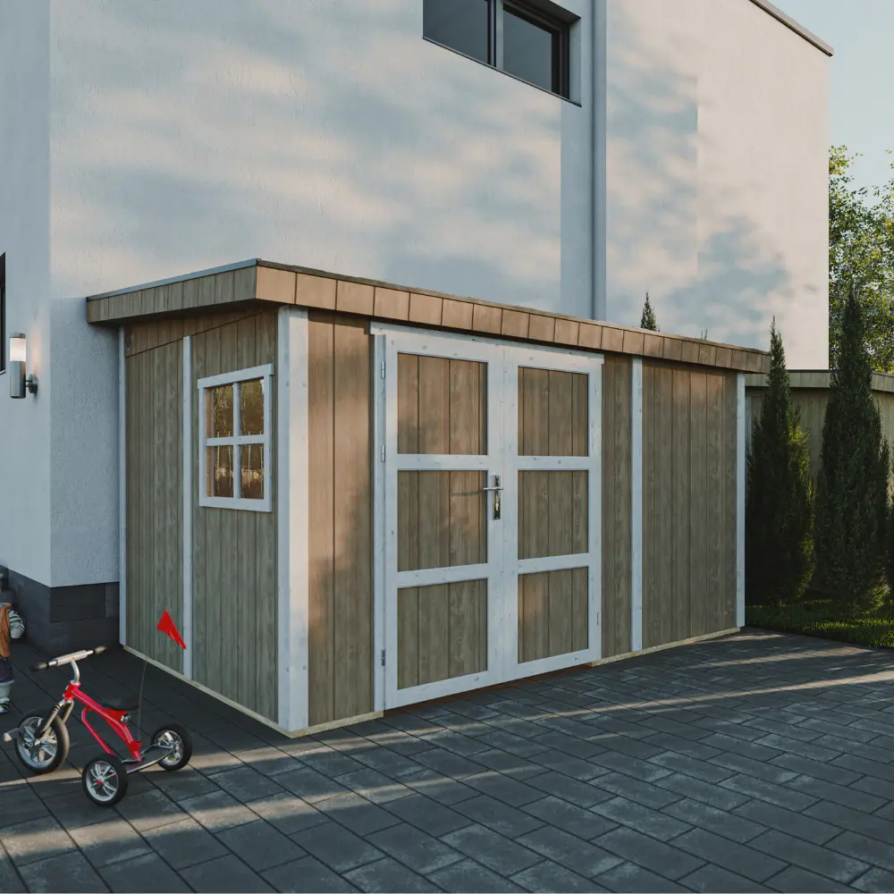 Pultdach Gartenhaus Norge 12 mit LP® SmartSide® M939 – 236 x 368 cm – 9 m2