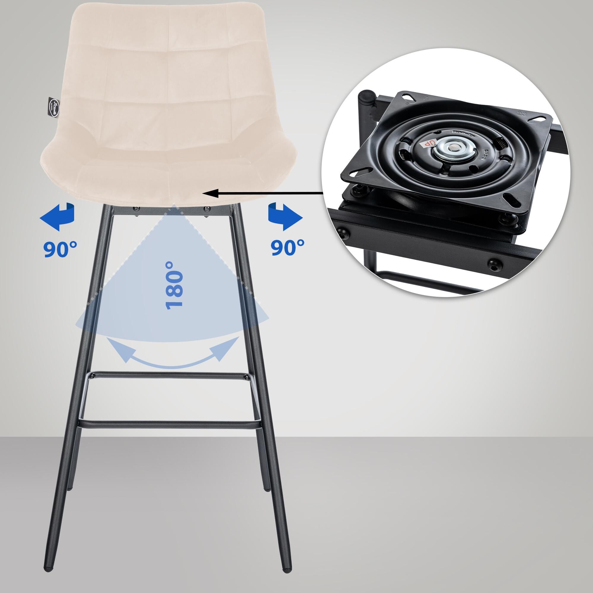 Barhocker Weston Schwenkbar Samt, creme