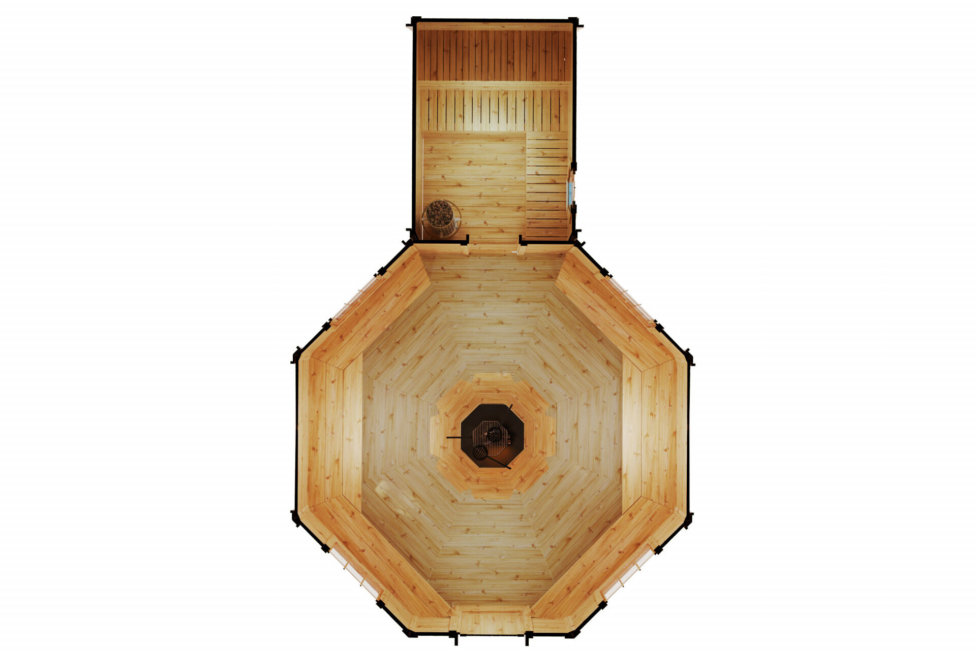 Finn Art Grillkota Elegance 16,5 m² mit Saunaanbau, Schwarz