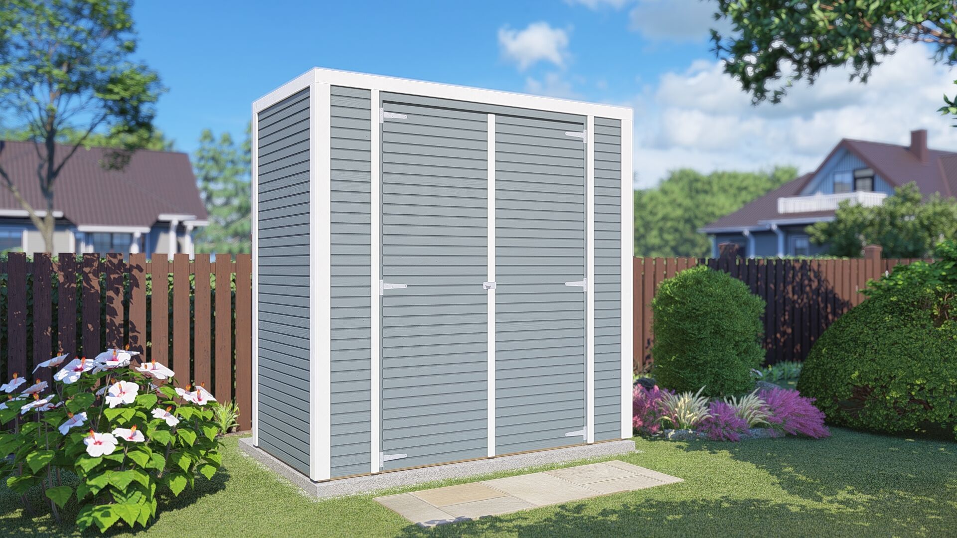 Gerätehaus Holz Box 1 hellgrau 207 x 103 cm