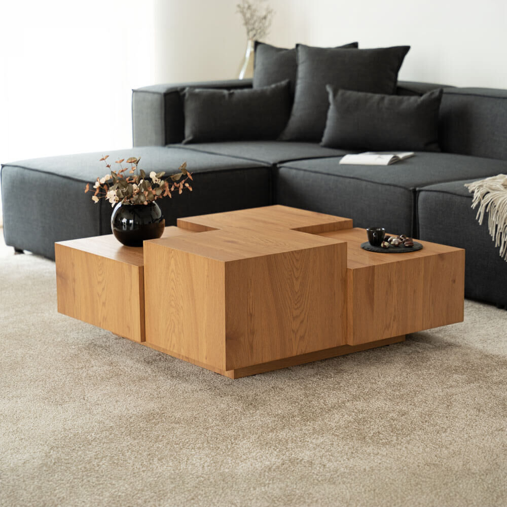 Couchtisch mit Schwebeeffekt NAYELI – 96 x 96 cm Hellbraun