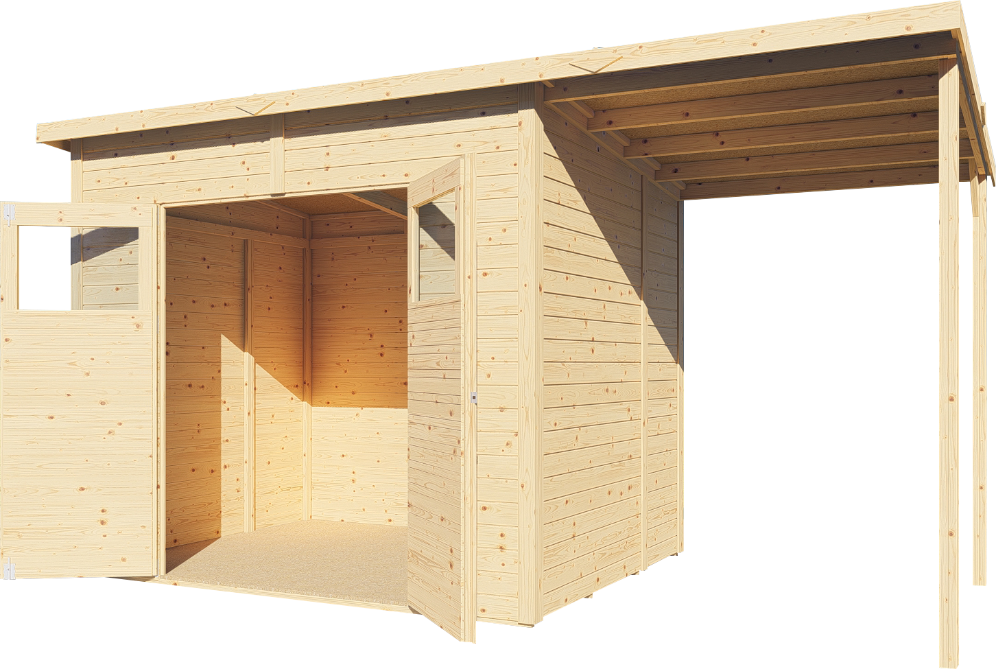 Gartenhaus Amrum 3 Plus naturbelassen 386 x 180 cm