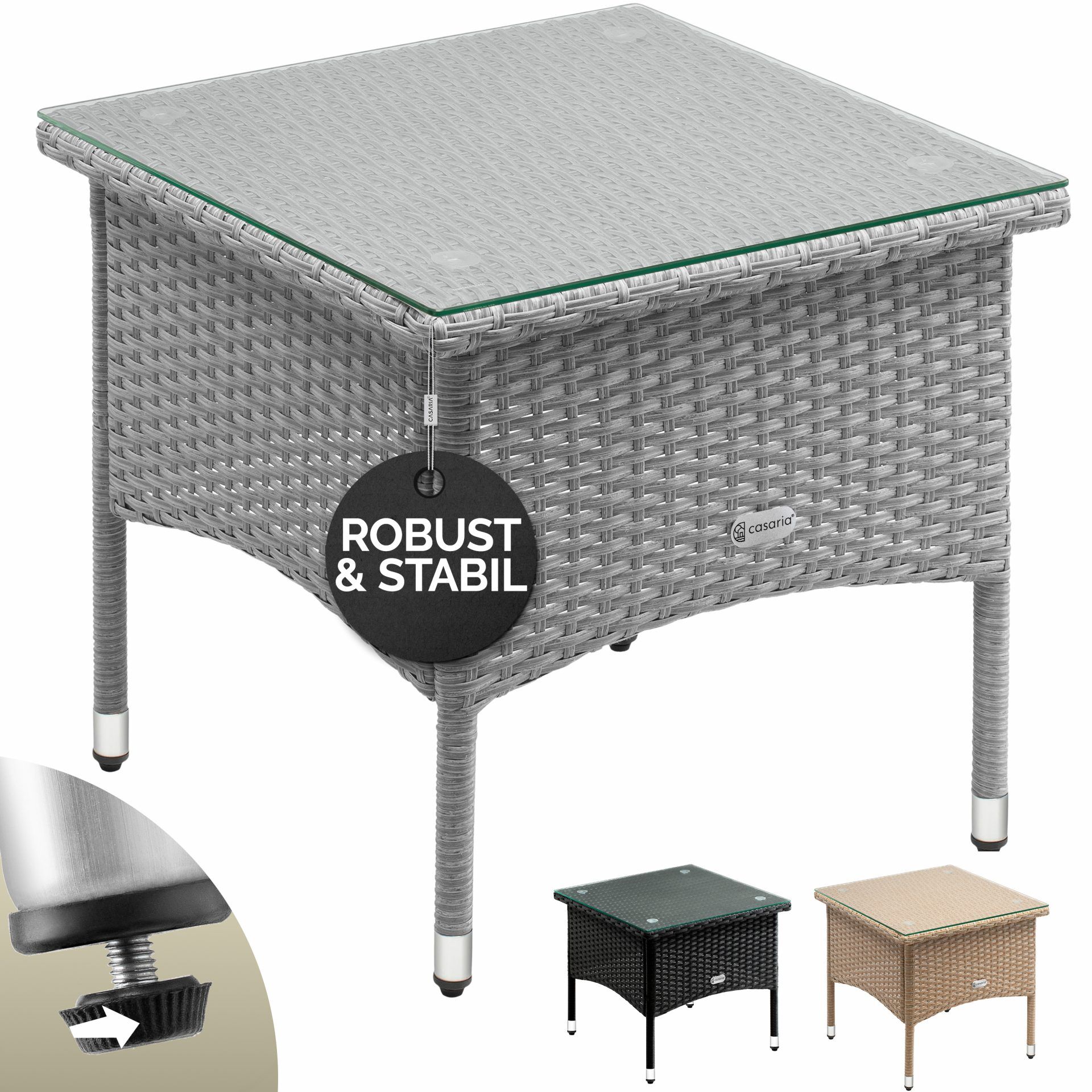 Polyrattan Beistelltisch Grau 50x50x45cm