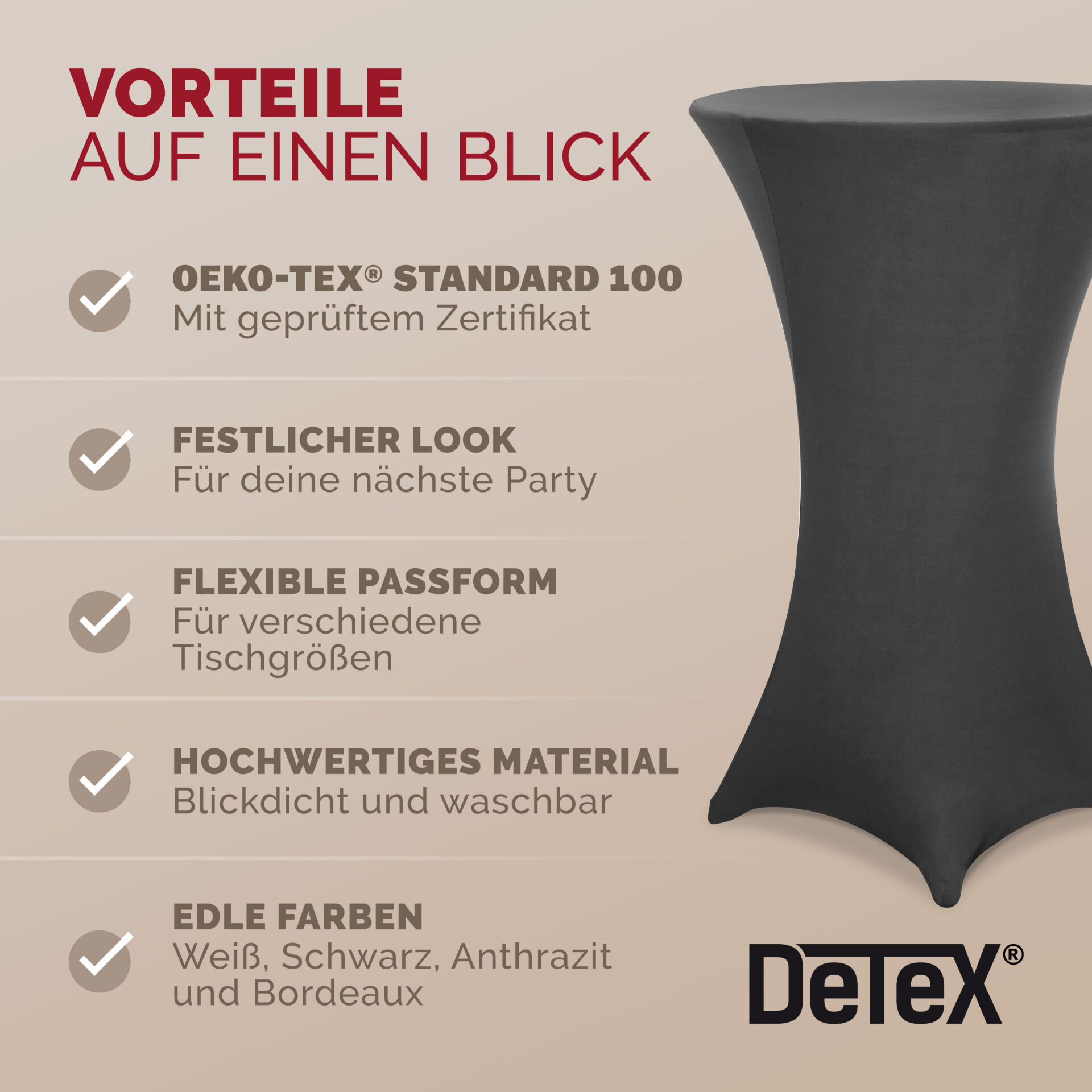 Stehtischhusse Ø70 cm anthrazit