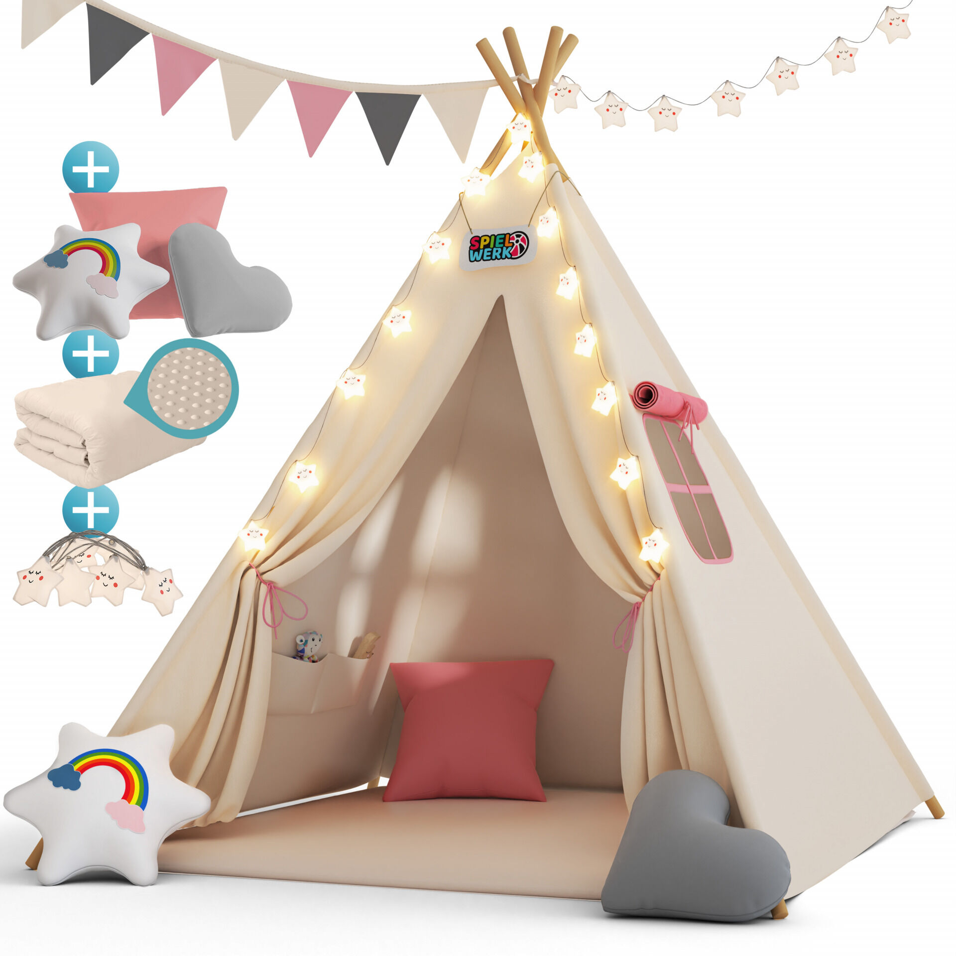 Tipi Spielzelt Rosa 160x130x130cm