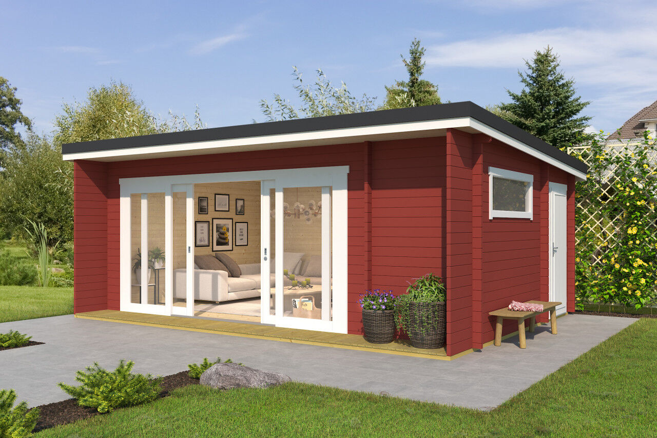 Flachdach Gartenhaus Lasita Maja Java