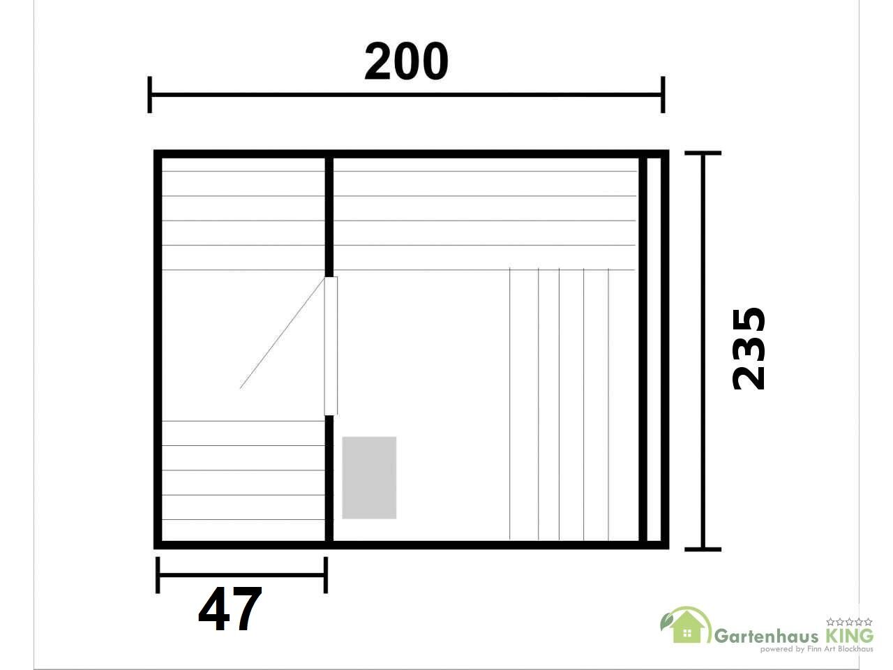 Grundriss Finn Art Fass-Sauna Alvi