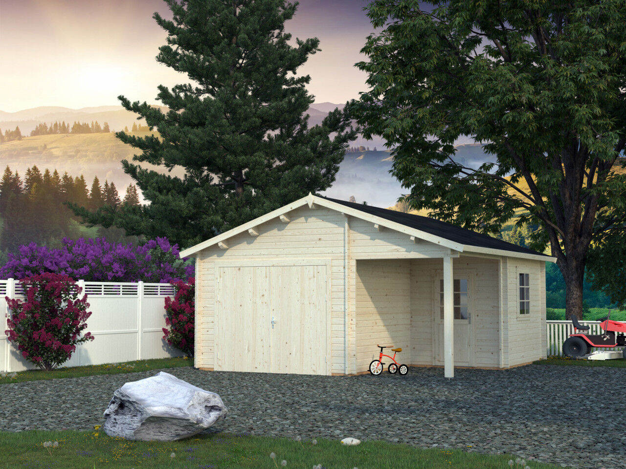 Palmako Holzgarage Roger 21,9+5,2 m² mit Holztor